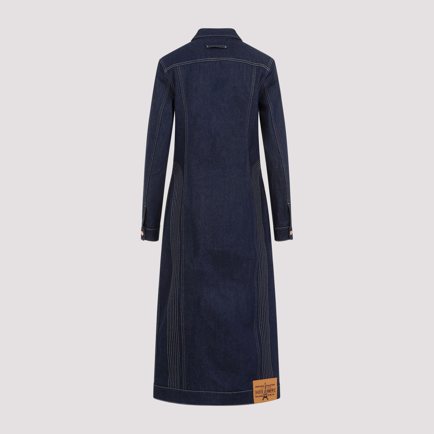 Shop Jean Paul Gaultier Trompe-l` Il Coat In Indigo Tabac