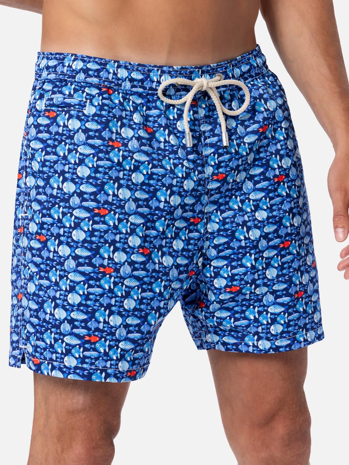 Mc2 Saint Barth Fish-print Swim Shorts In Blue