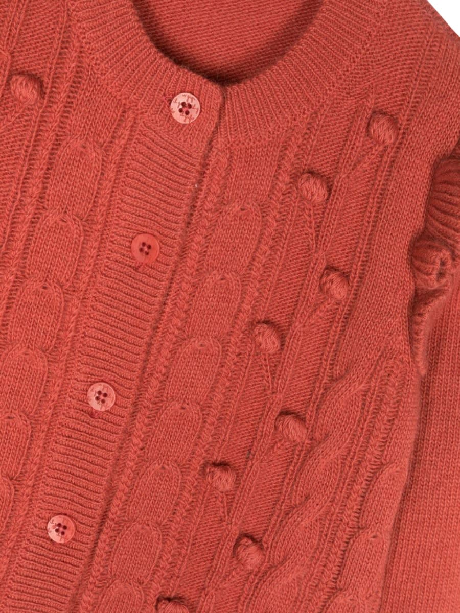 Il Gufo Cardigan With Ruffles In Brown