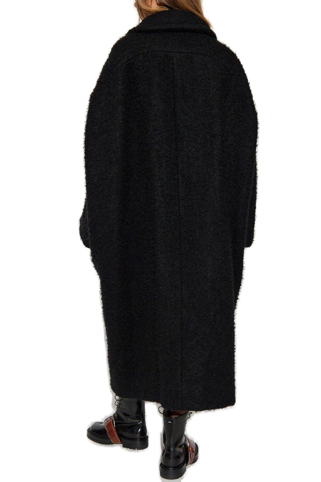 Shop Maison Margiela Bouclé Straight Hem Oversized Coat In Black