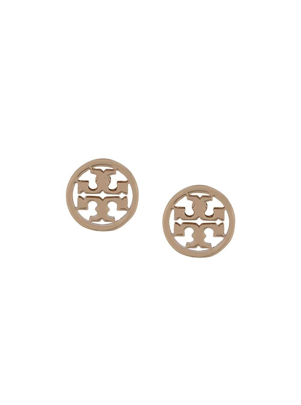 Shop Tory Burch Gold-colored Earrings With Logo In Brass Woman In Metallic