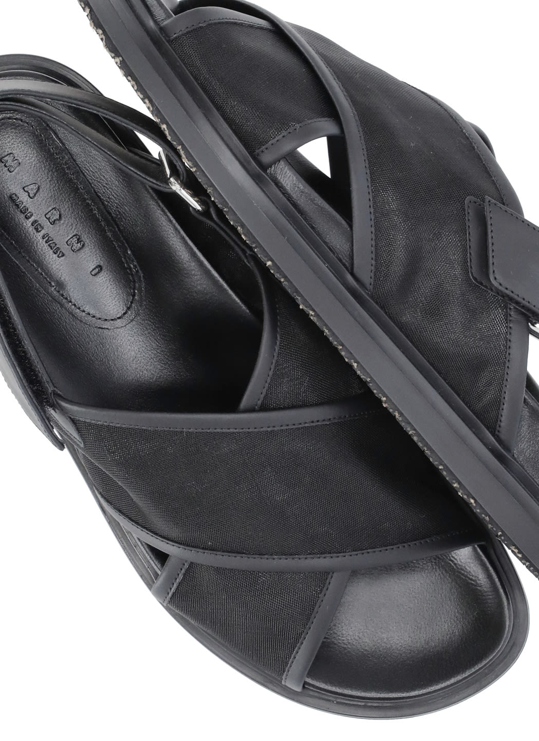 Shop Marni Logoed Sandals In Black