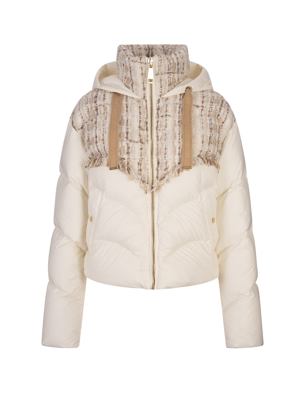 Shop Khrisjoy Butter Hug Tweed Down Jacket In White