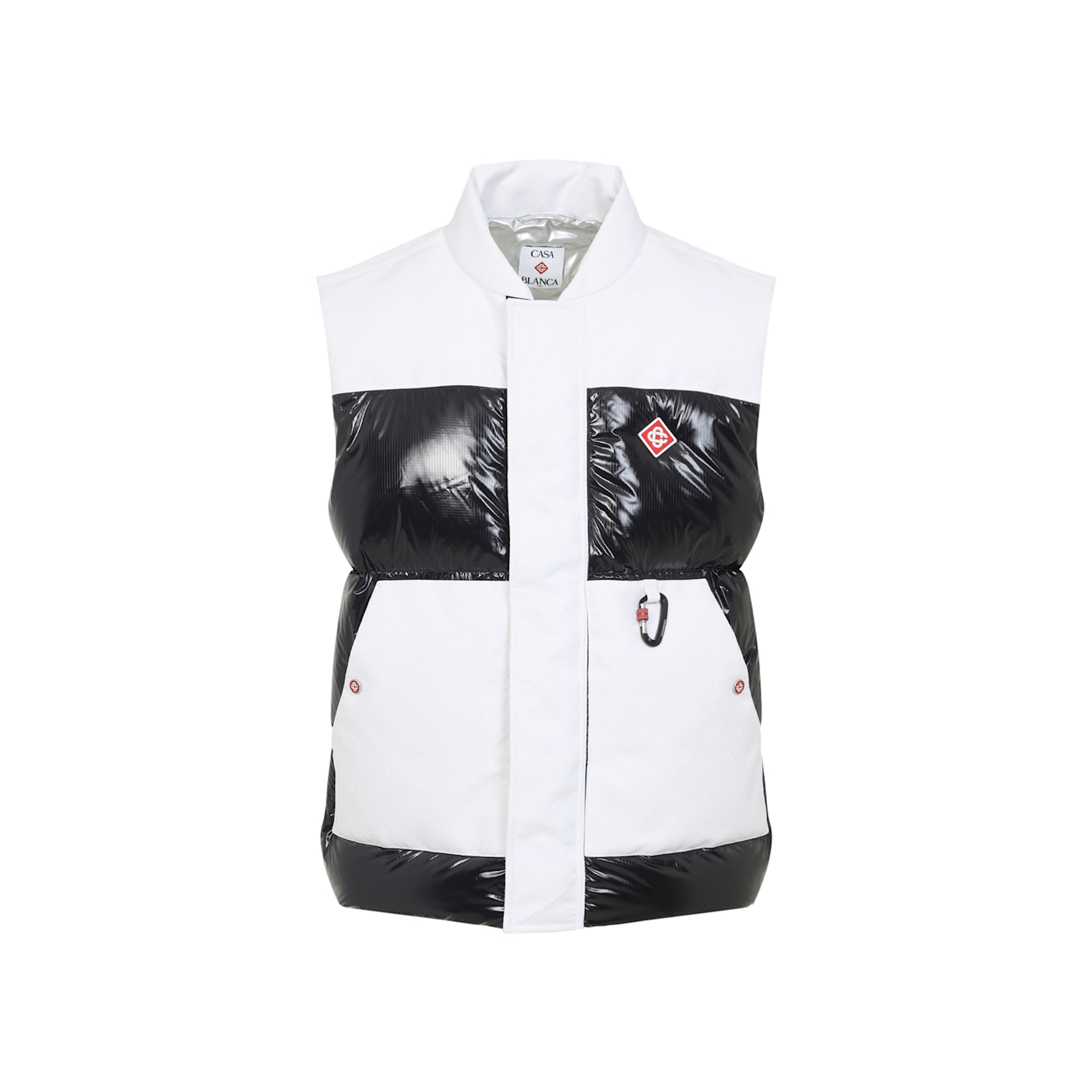 Casablanca Color-block Black Down Vest With Stand-up Collar In Black