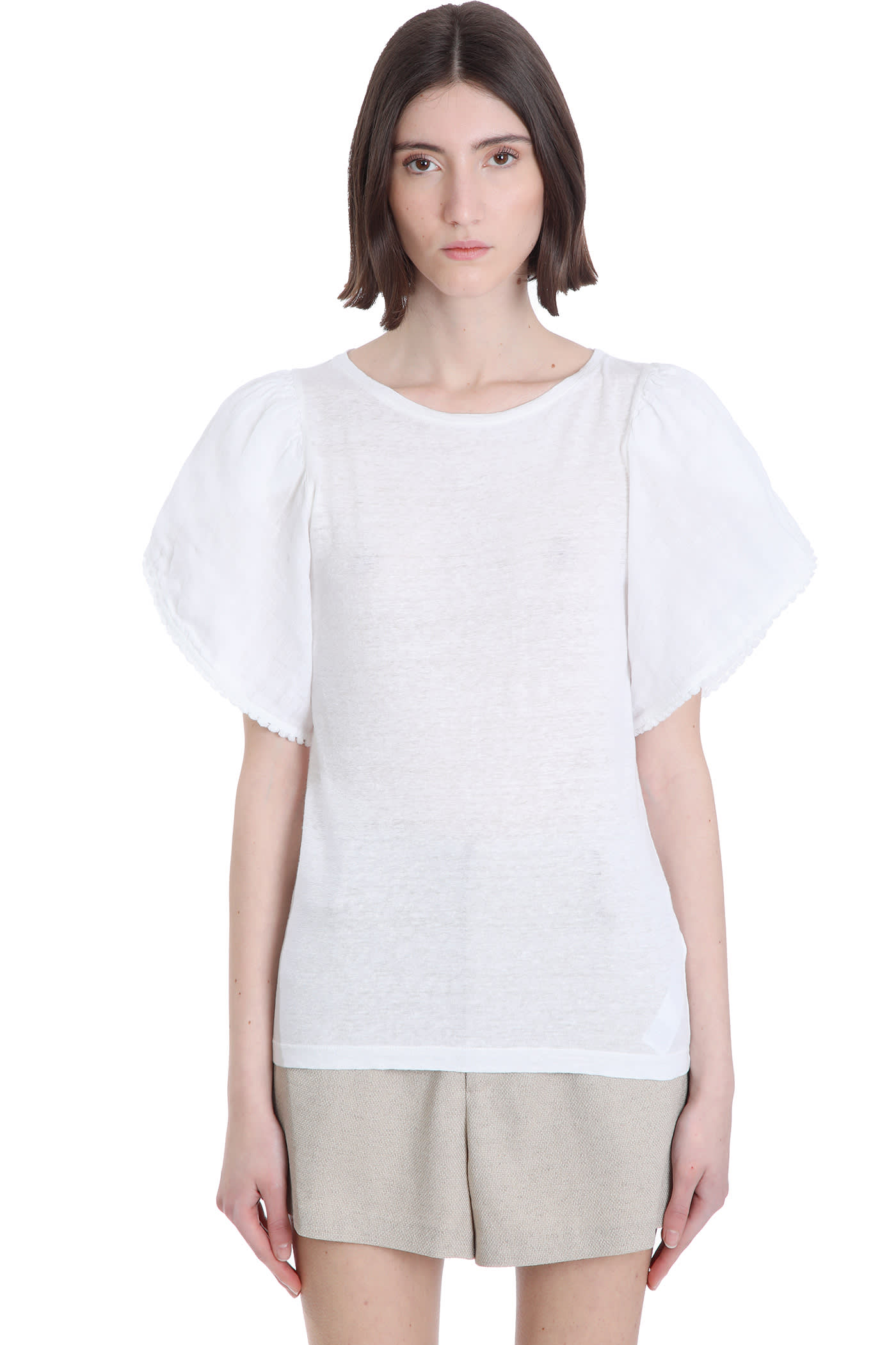120 Lino - 120% lino blouse in white linen