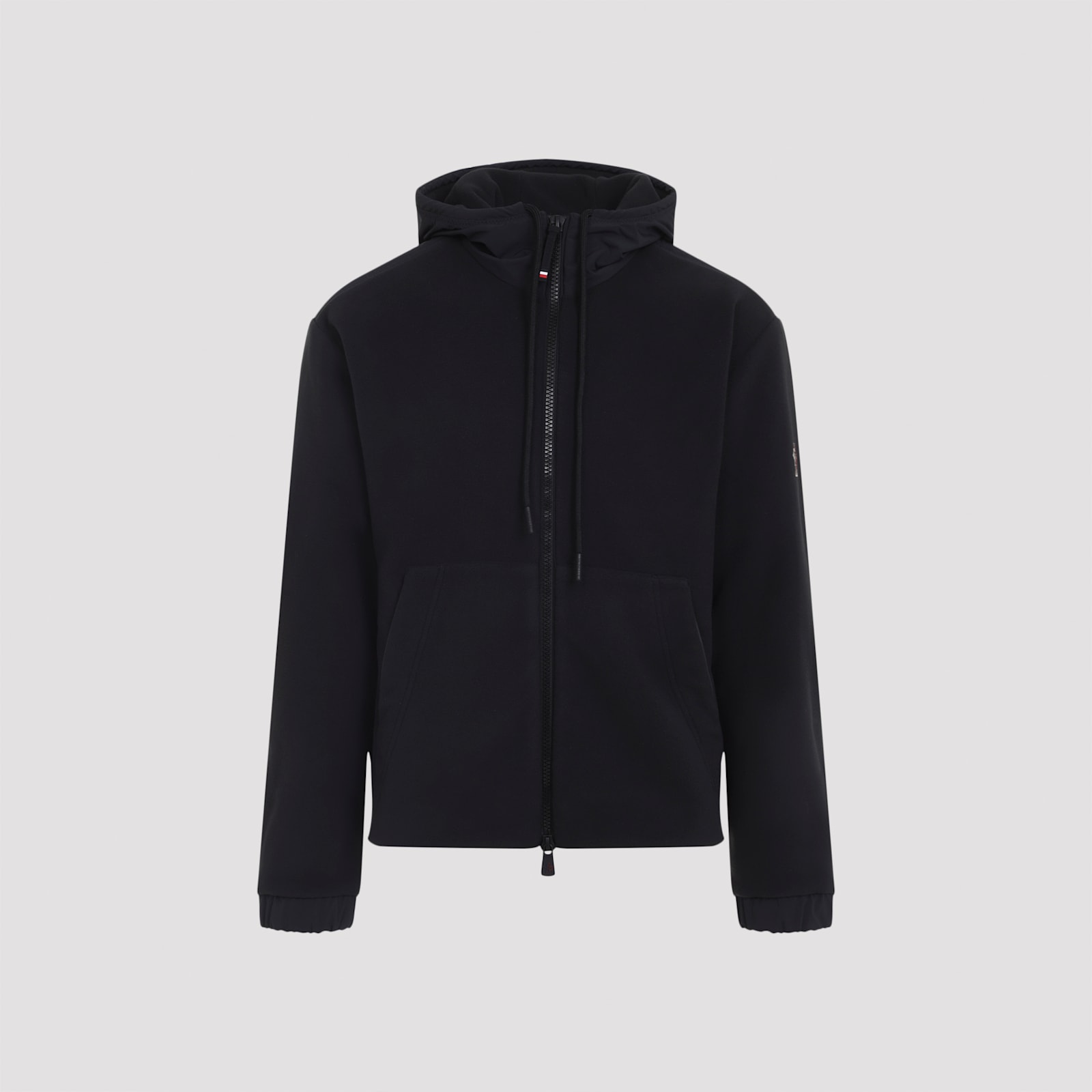Moncler Zip Up Jacket With Hood And Pockets In Black