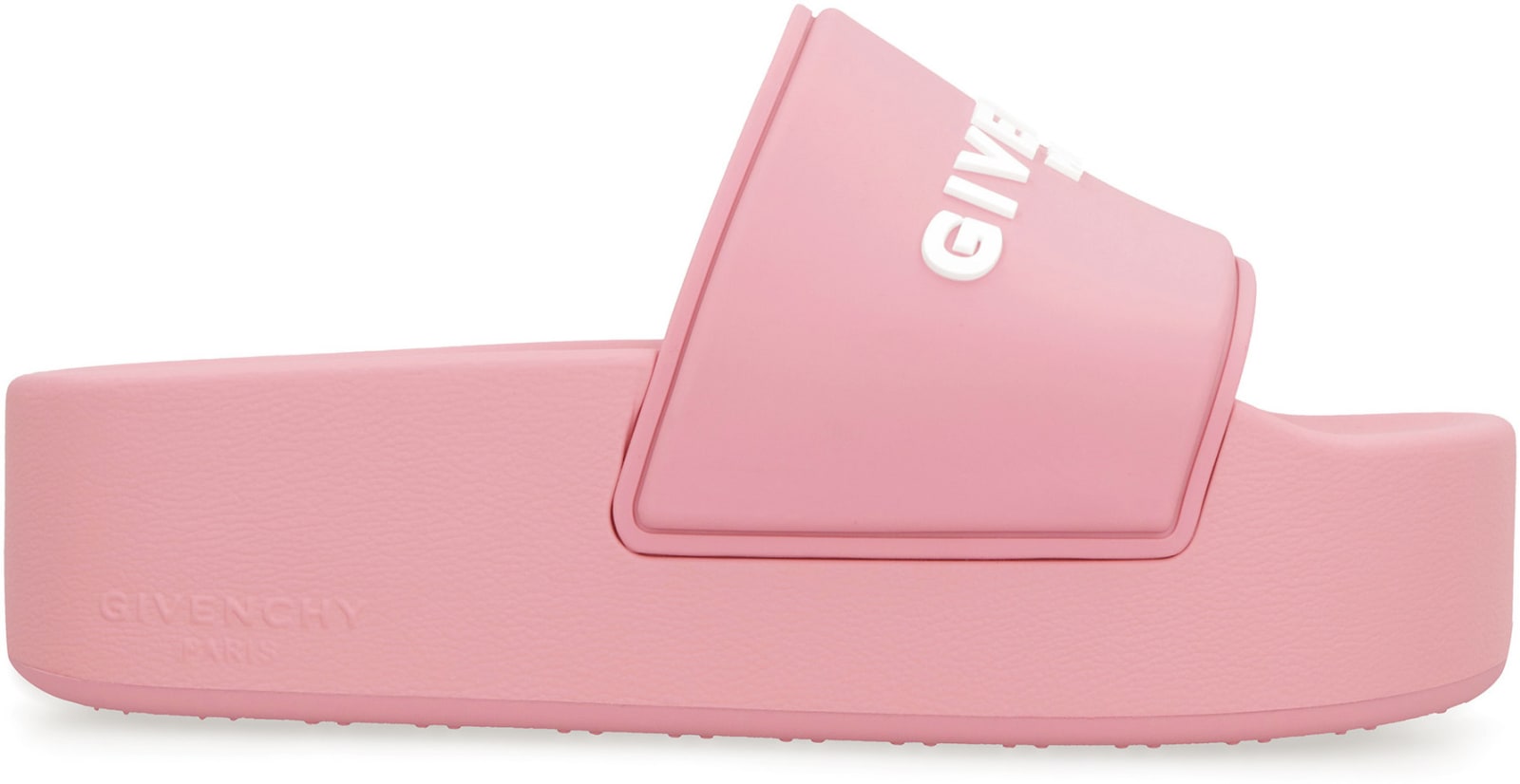 Givenchy Logoed Rubber Platform Slides In Pattern