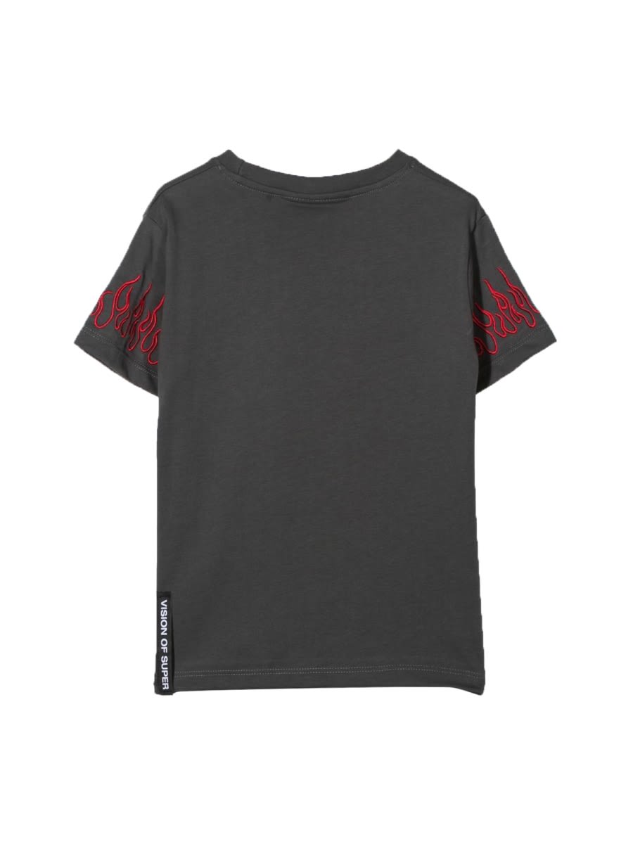 Shop Vision Of Super M/c Embroidery Red Flames In Charcoal