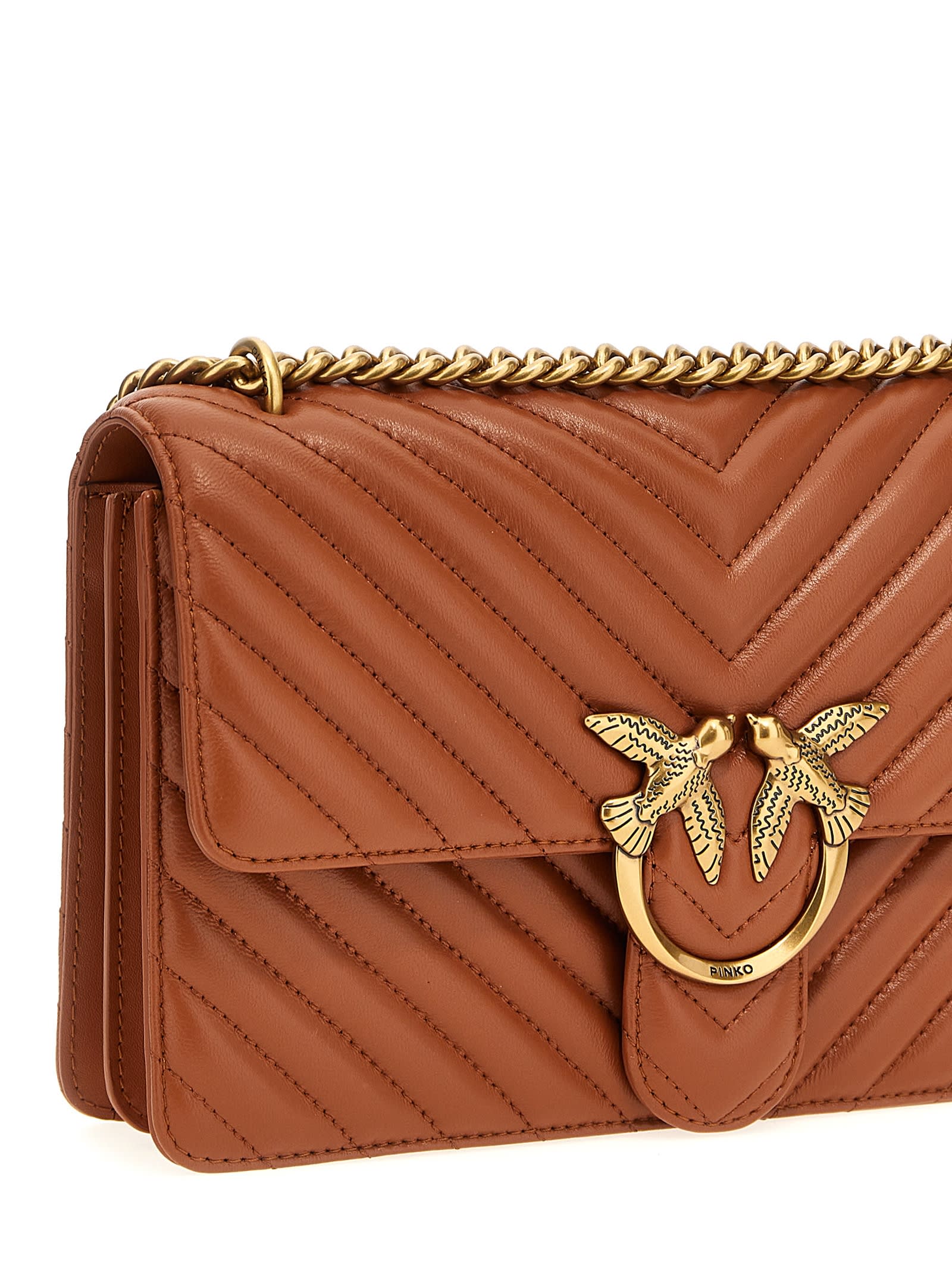 Pinko Classic Love One Crossbody Bag In Brown