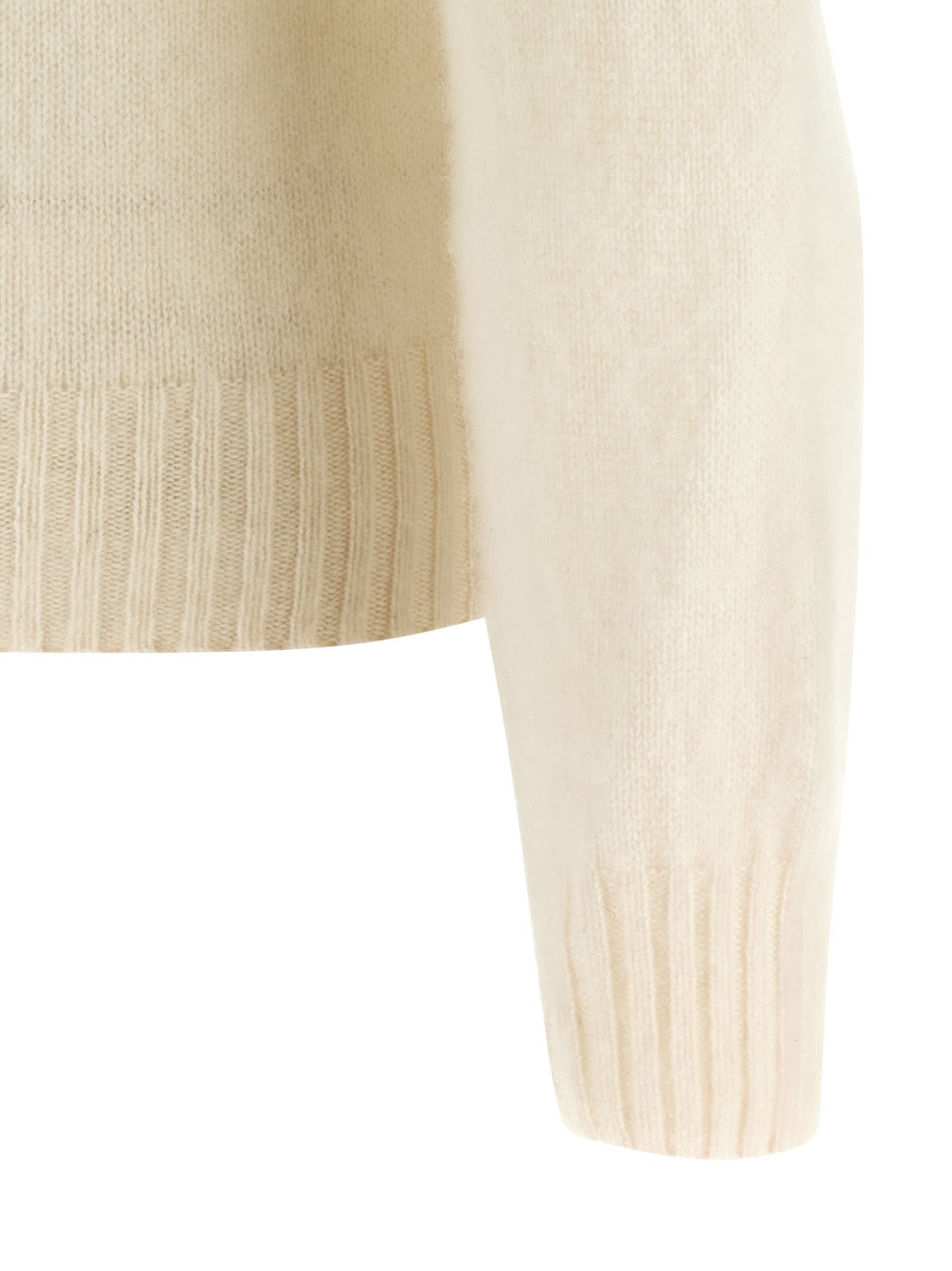 Tom Ford Crew Neck Cashmere Sweater With Ribbed Cuffs And Hem In Neutral