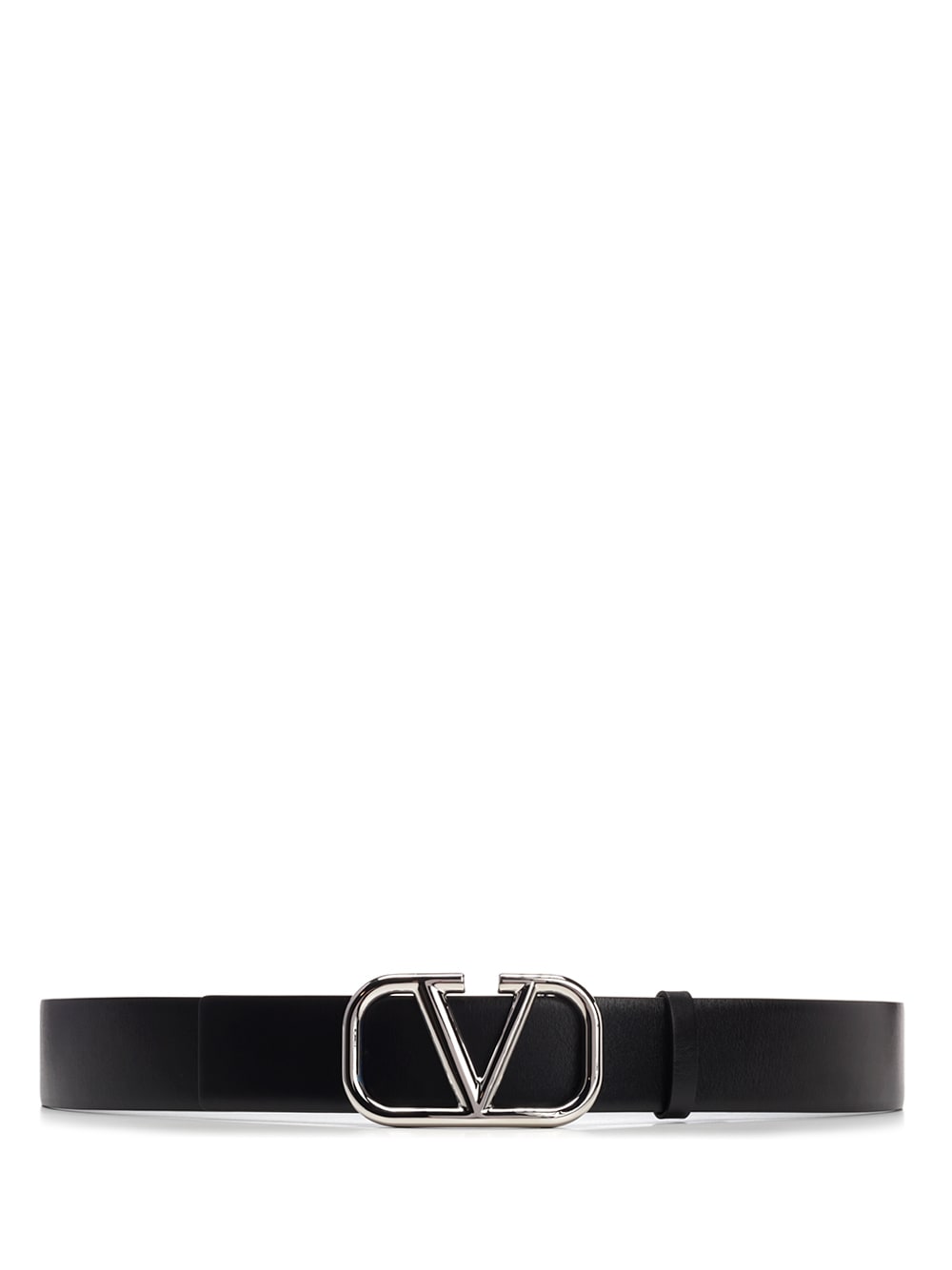 Valentino Garavani Black Leather Go Logo Belt