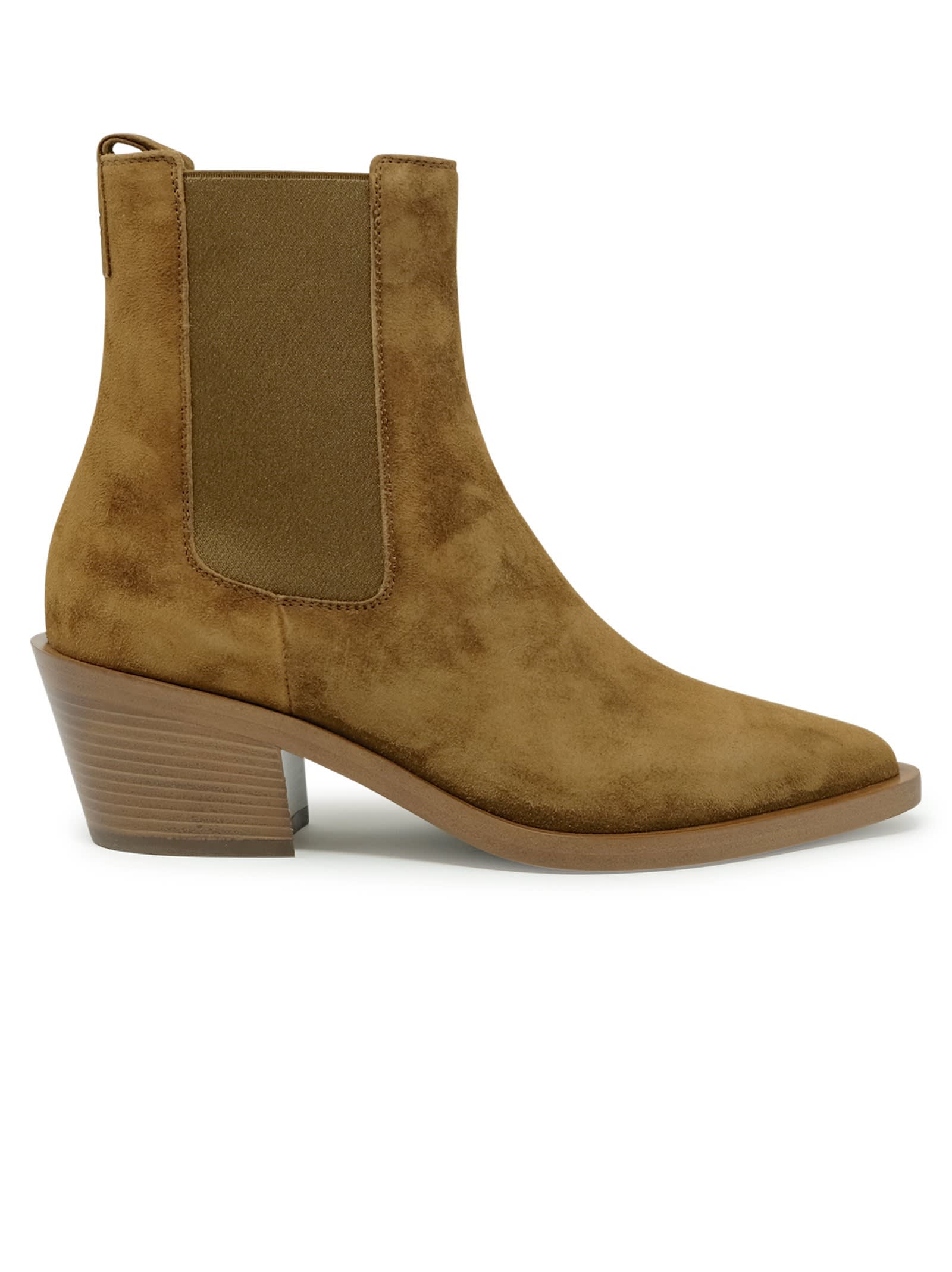 Shop Gianvito Rossi G72901.45cuo.castexa Camel Suede Leather Boots