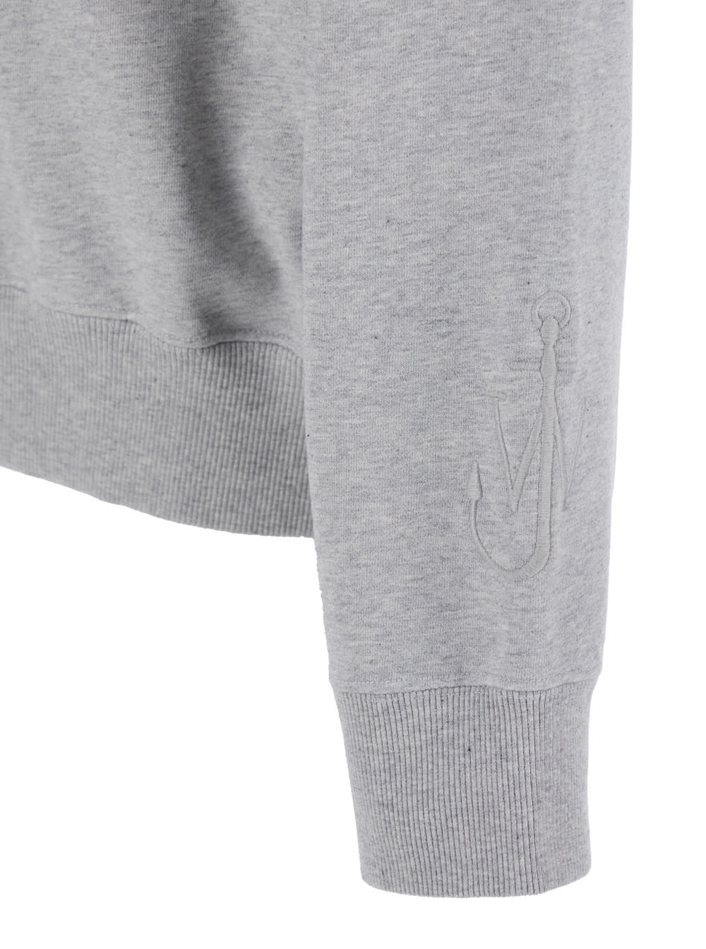 Jw Anderson Men Grey High Neck Sweatshirt With Zip Closure And Logo Embroidery In Cotton Man In Grey