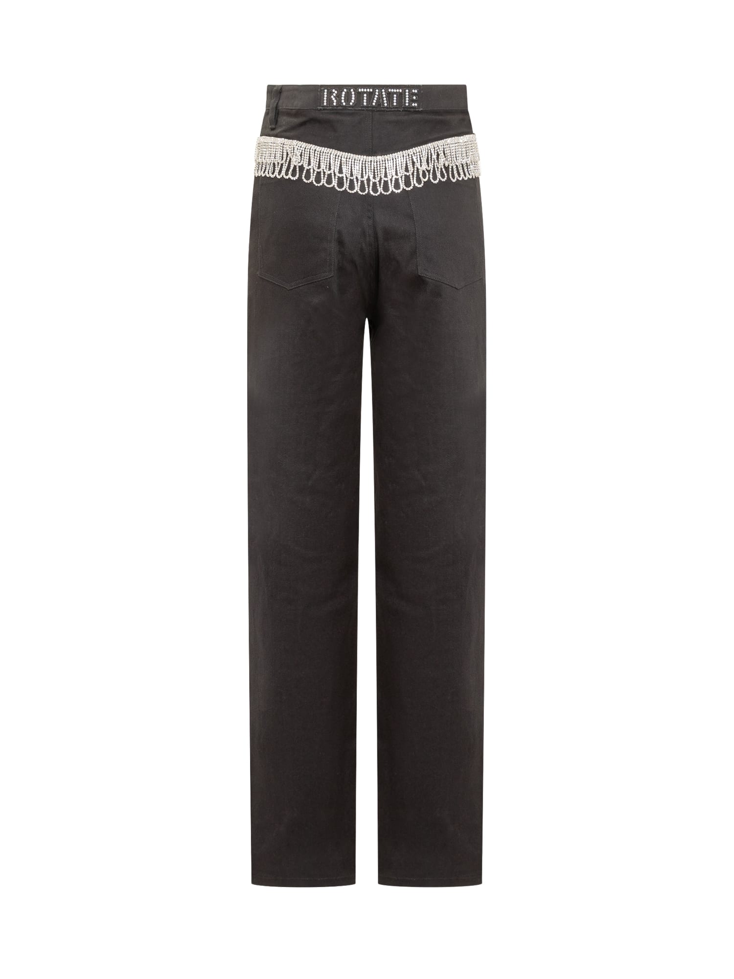 Shop Rotate Birger Christensen Trousers With Rhinestones In Black