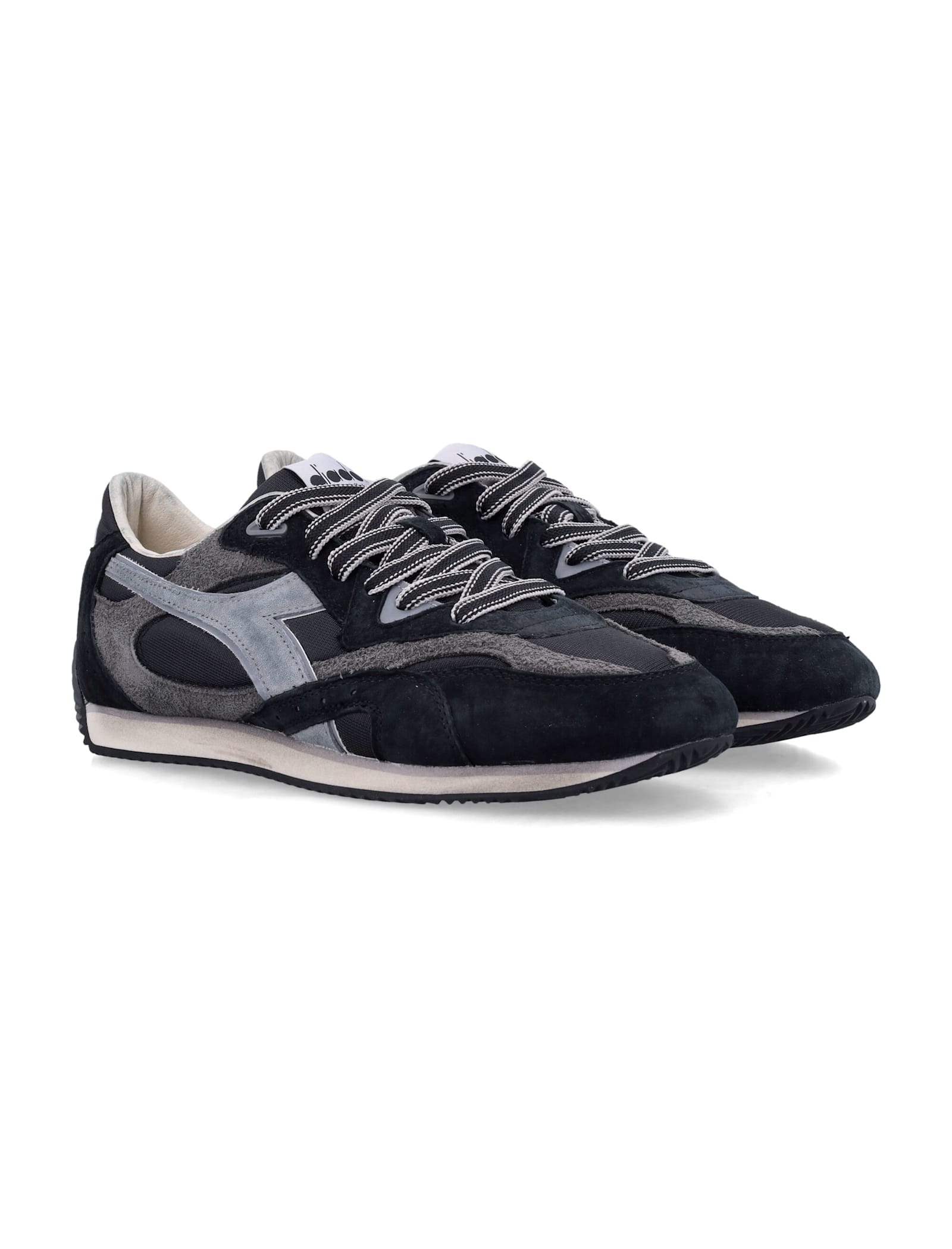 Diadora Heritage Equipe Revenge Used Sneakers In Suede With Vintage Effect In Black