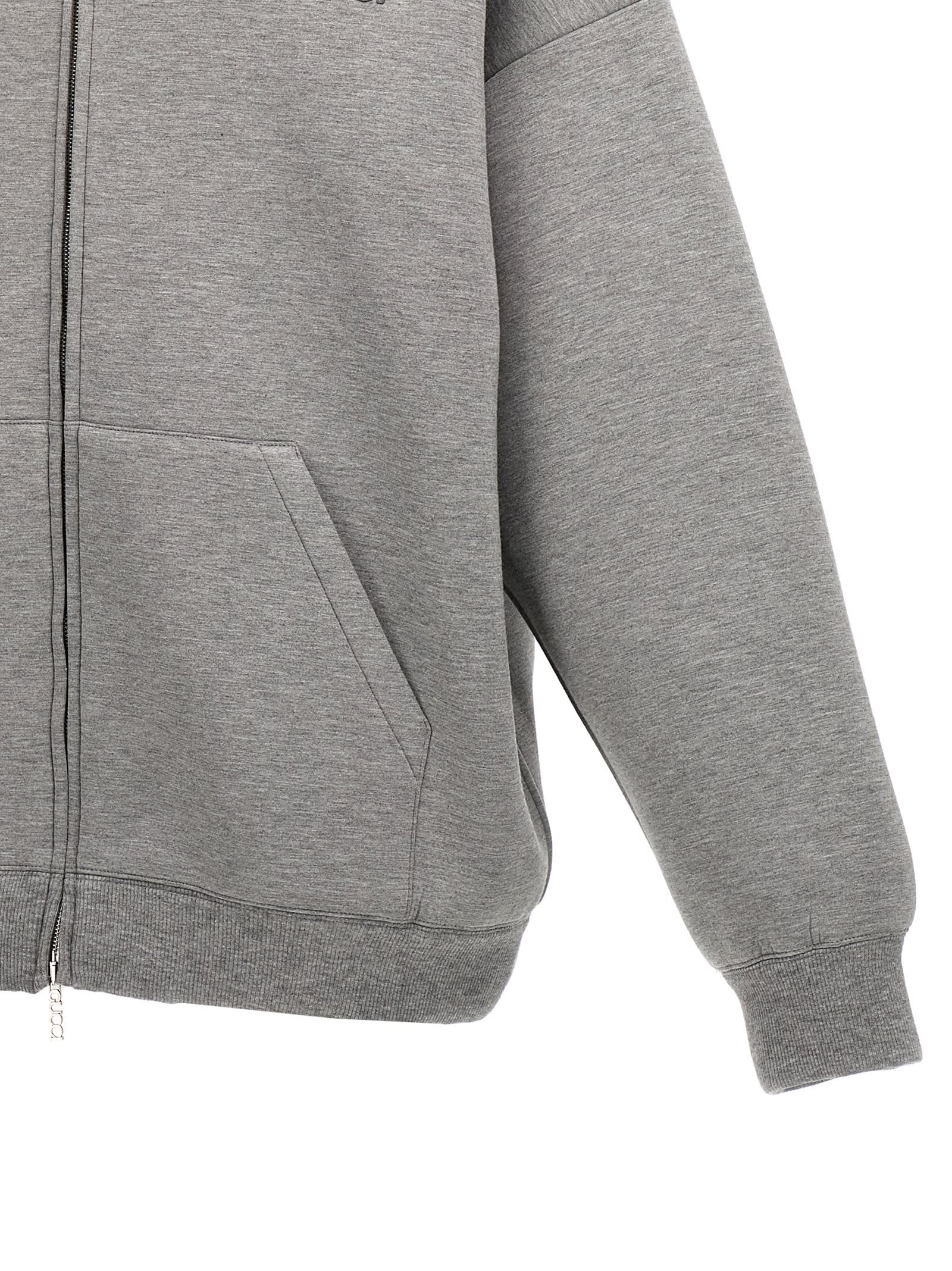 Shop Gucci Zipped Hoodie In Gray