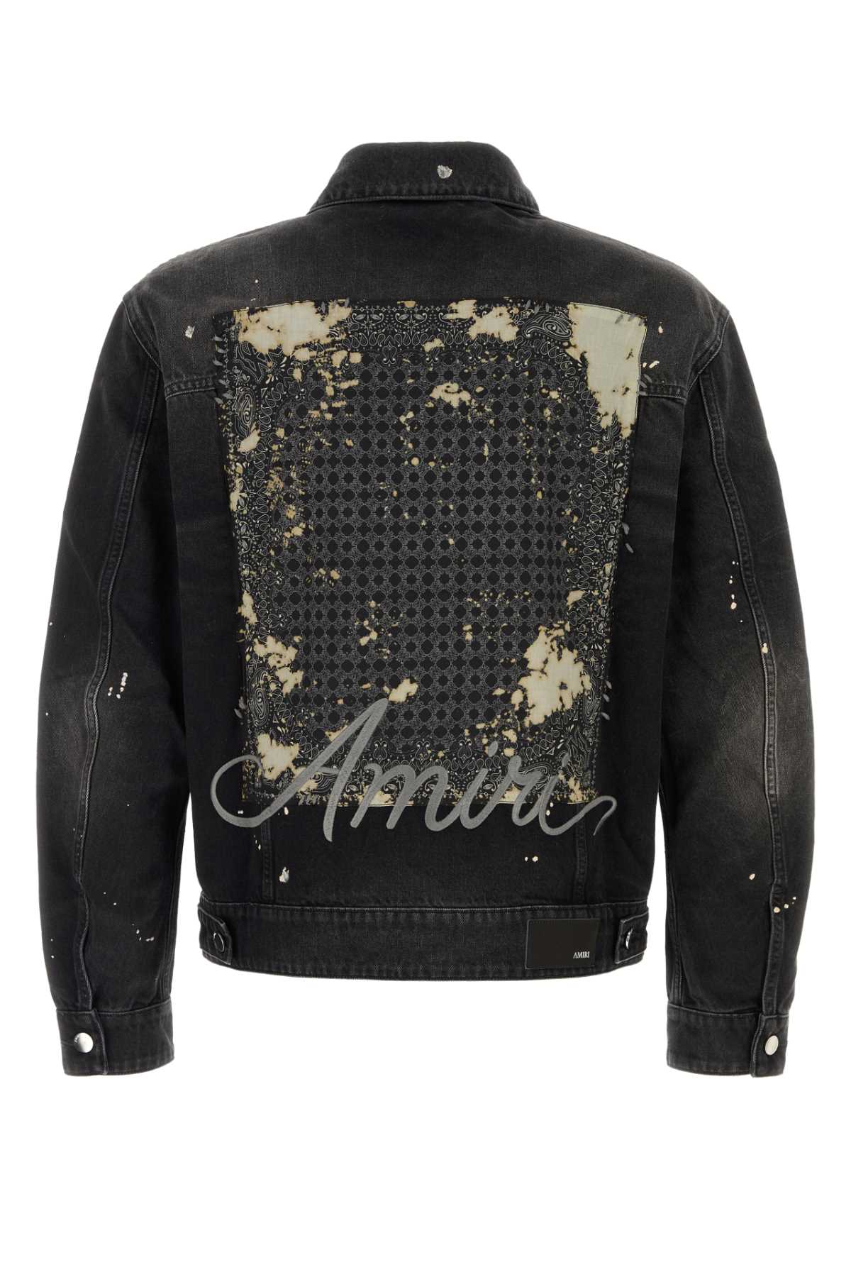 Amiri Bleach Bandana Denim Jacket In Black