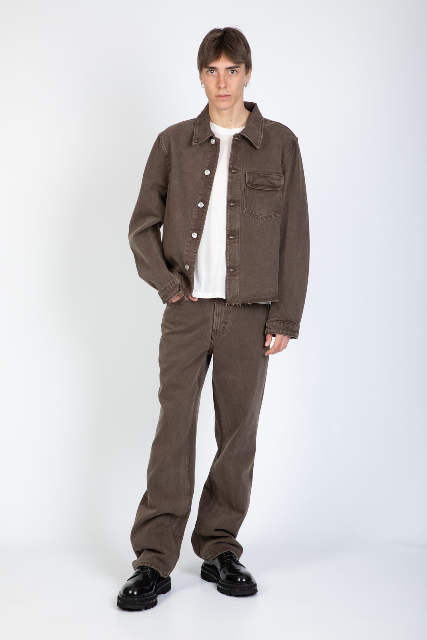 Our Legacy Rebirth Denim Jacket Featuring Chest Pocket In Brown