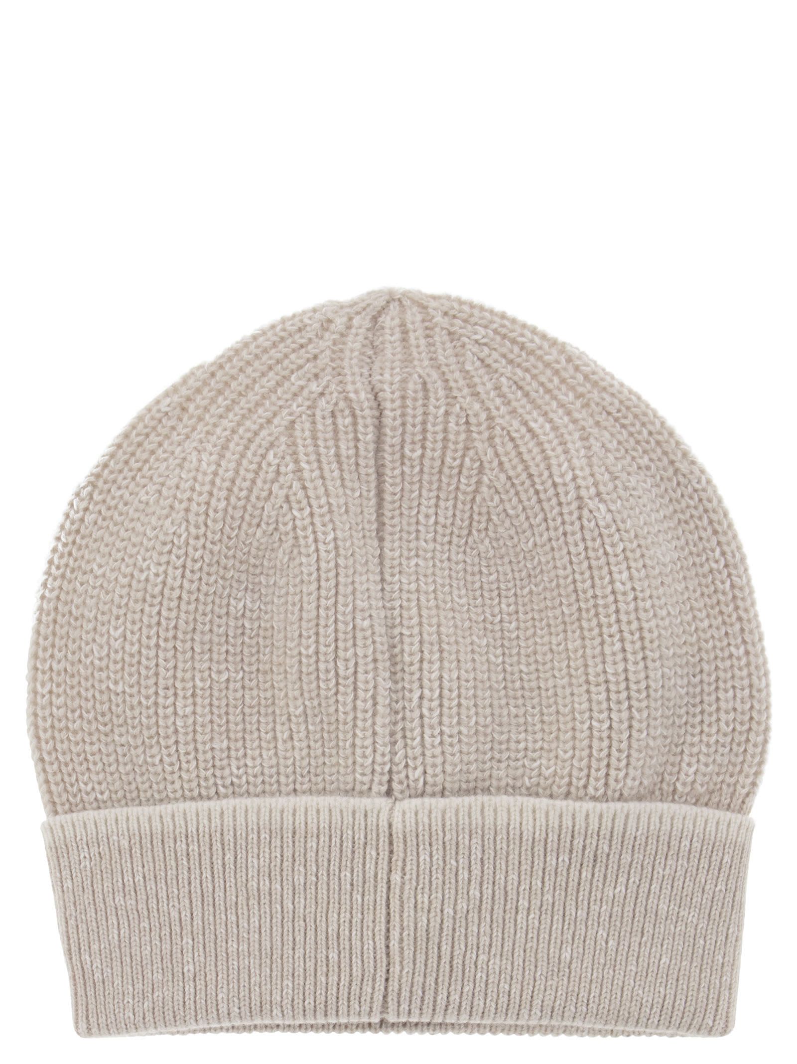 Shop Peserico Wool And Cashmere Cap In Beige