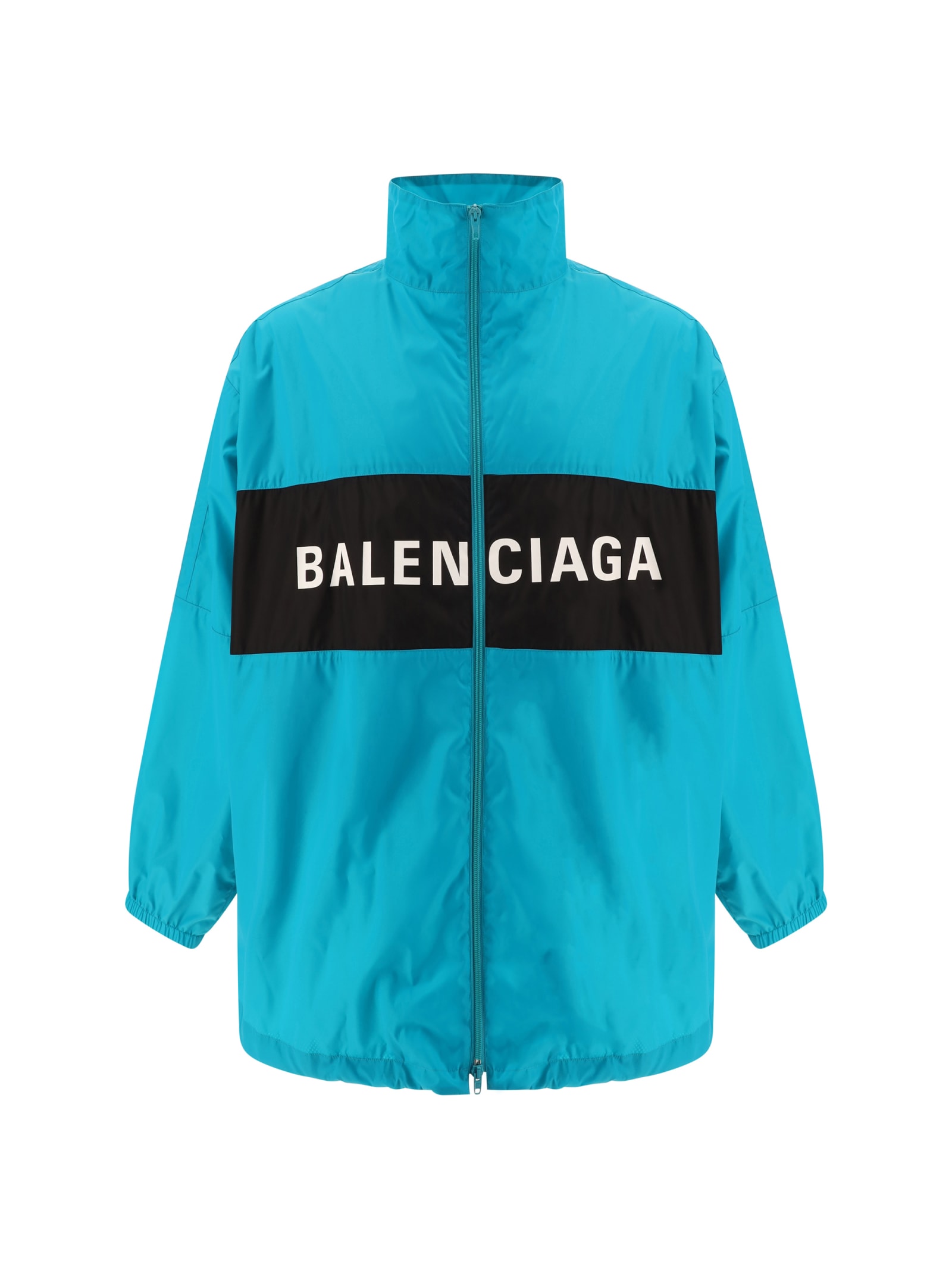 Balenciaga Windbreaker Logo Jacket In Blue