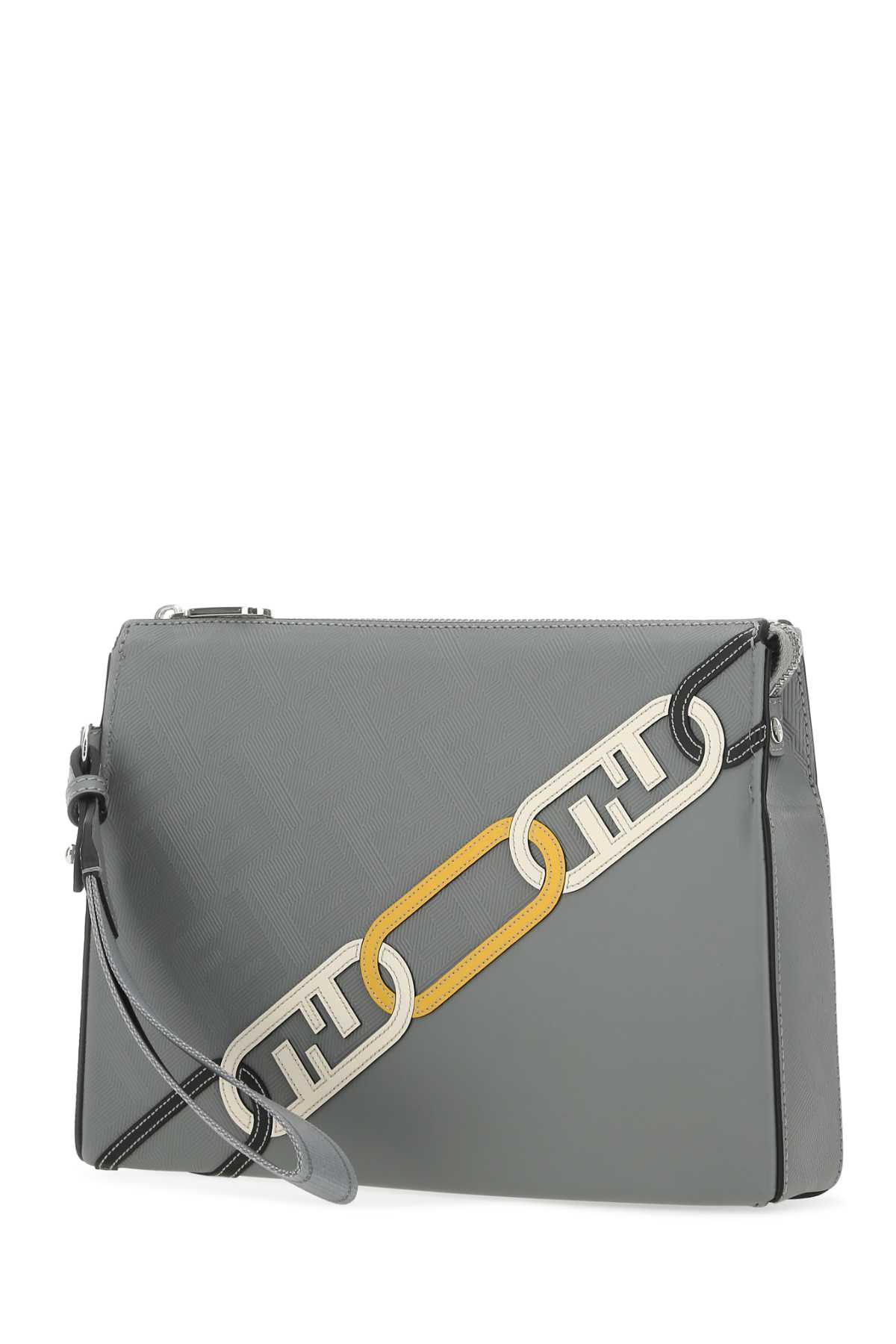 Shop Fendi Grey Fabric Clutch In F1hrt