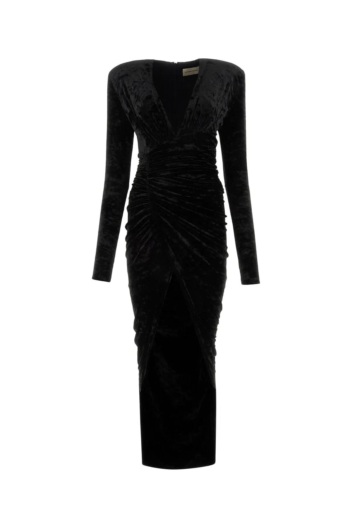 Alexandre Vauthier Black Velvet Long Dress