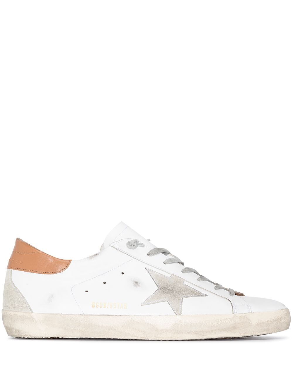 Shop Golden Goose Super-star Leather Upper And Heel Suede Star And Heel In White Ice Light Brown