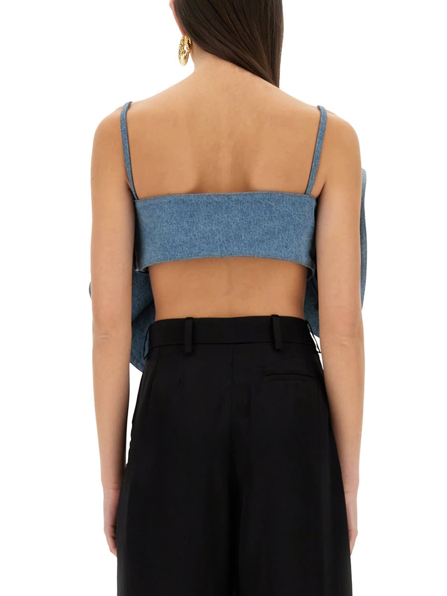 Nina Ricci Twisted Design Top With Sculptural Front In Denim