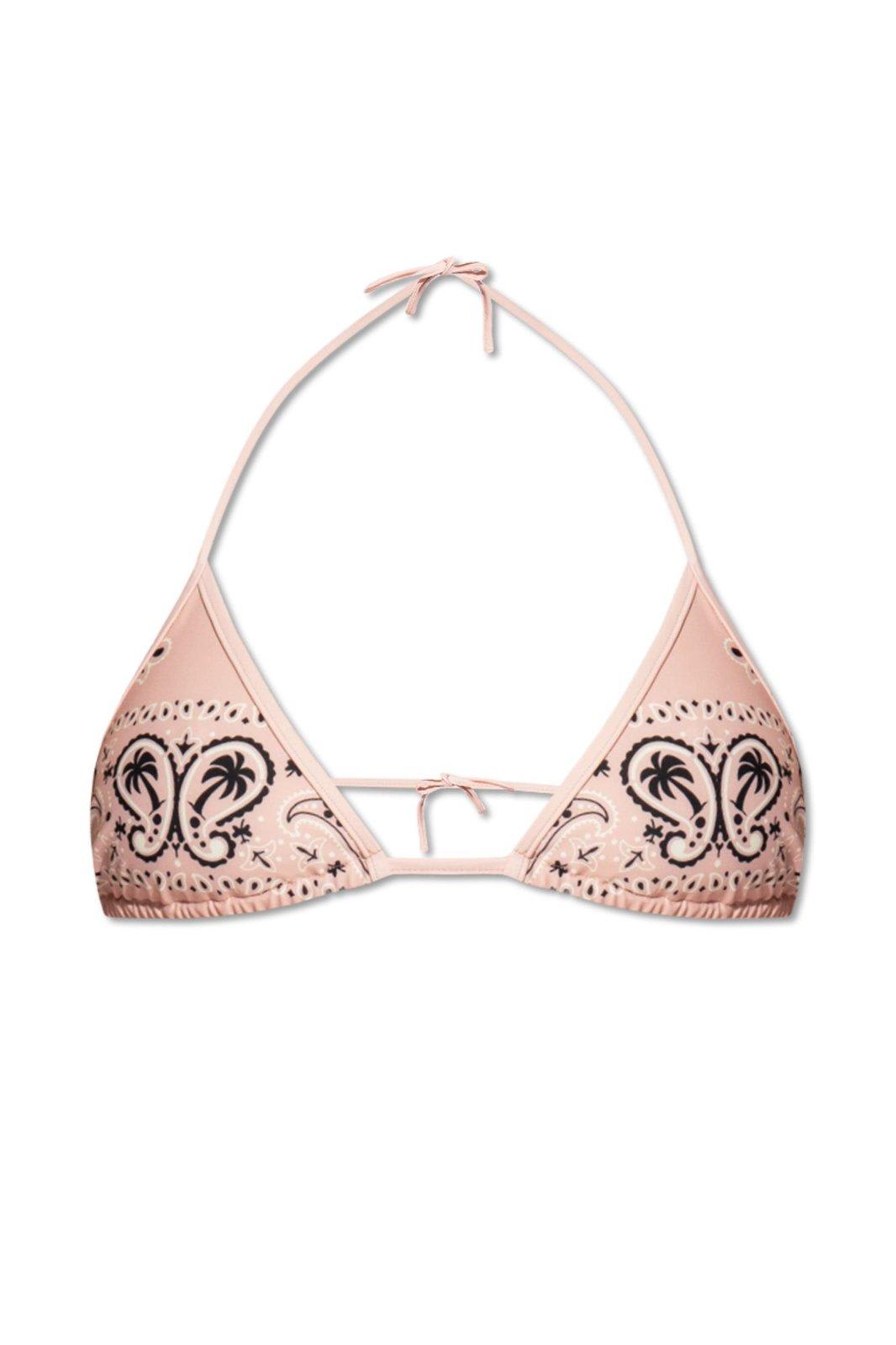Shop Palm Angels Paisley-printed Halterneck Triangle Bikini Top In Pink Pink
