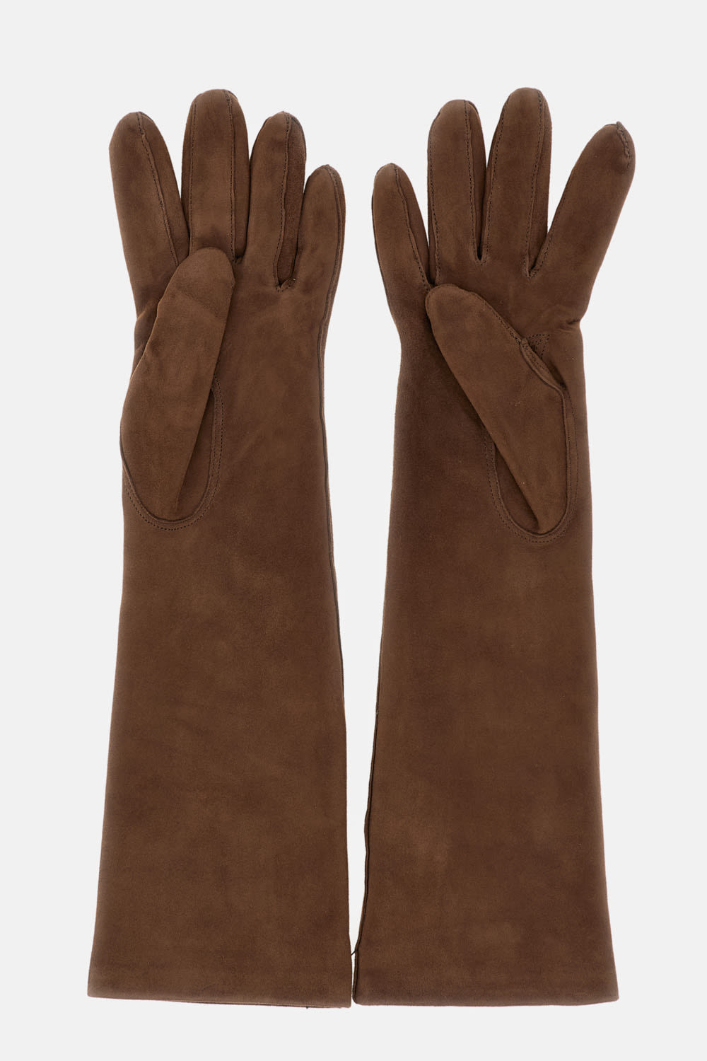Max Mara Afidee Suede Gloves In Brown
