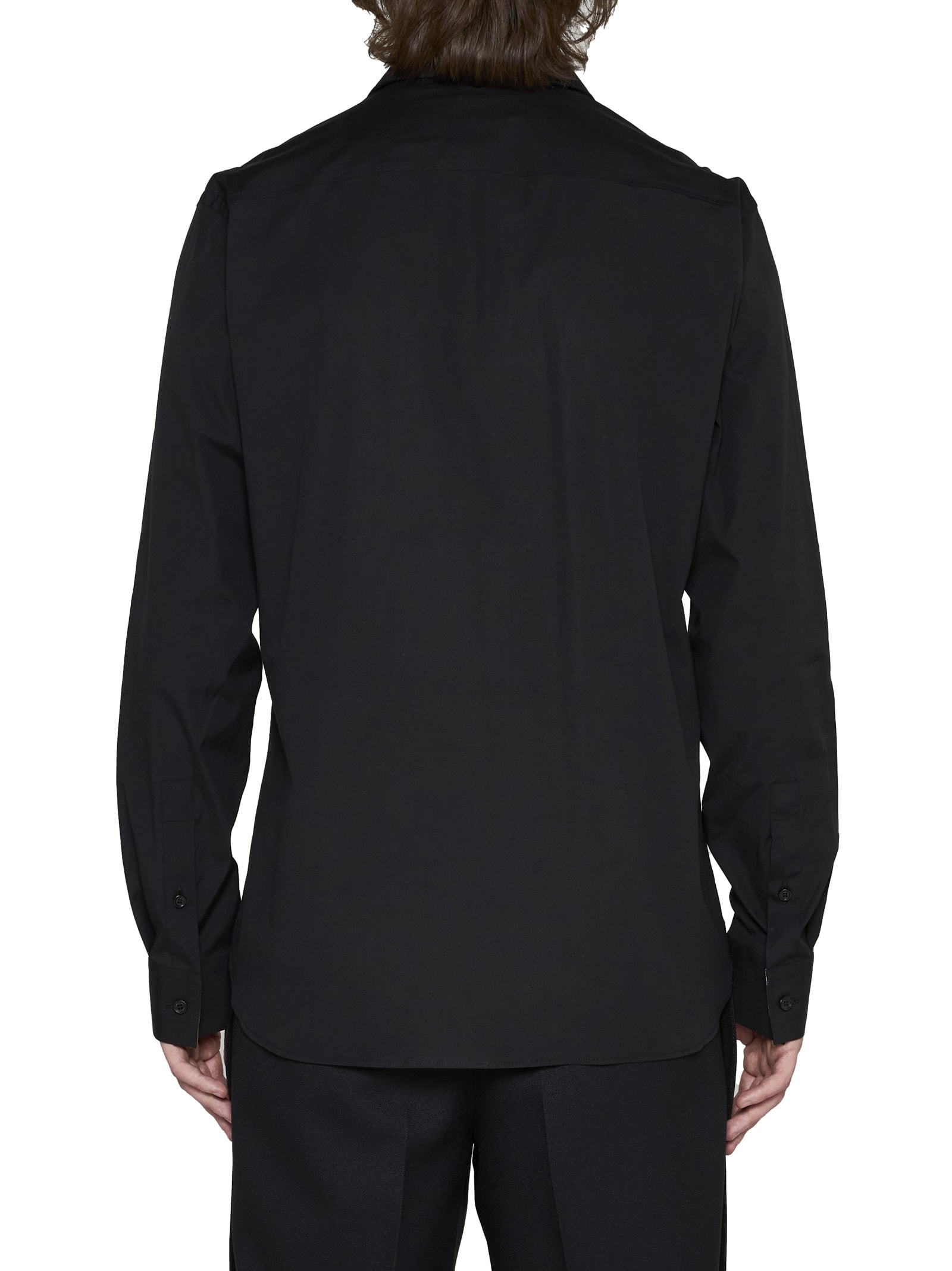 Burberry Sherfield Equestrian Knight Stretch Cotton Poplin Button-up Shirt In Black