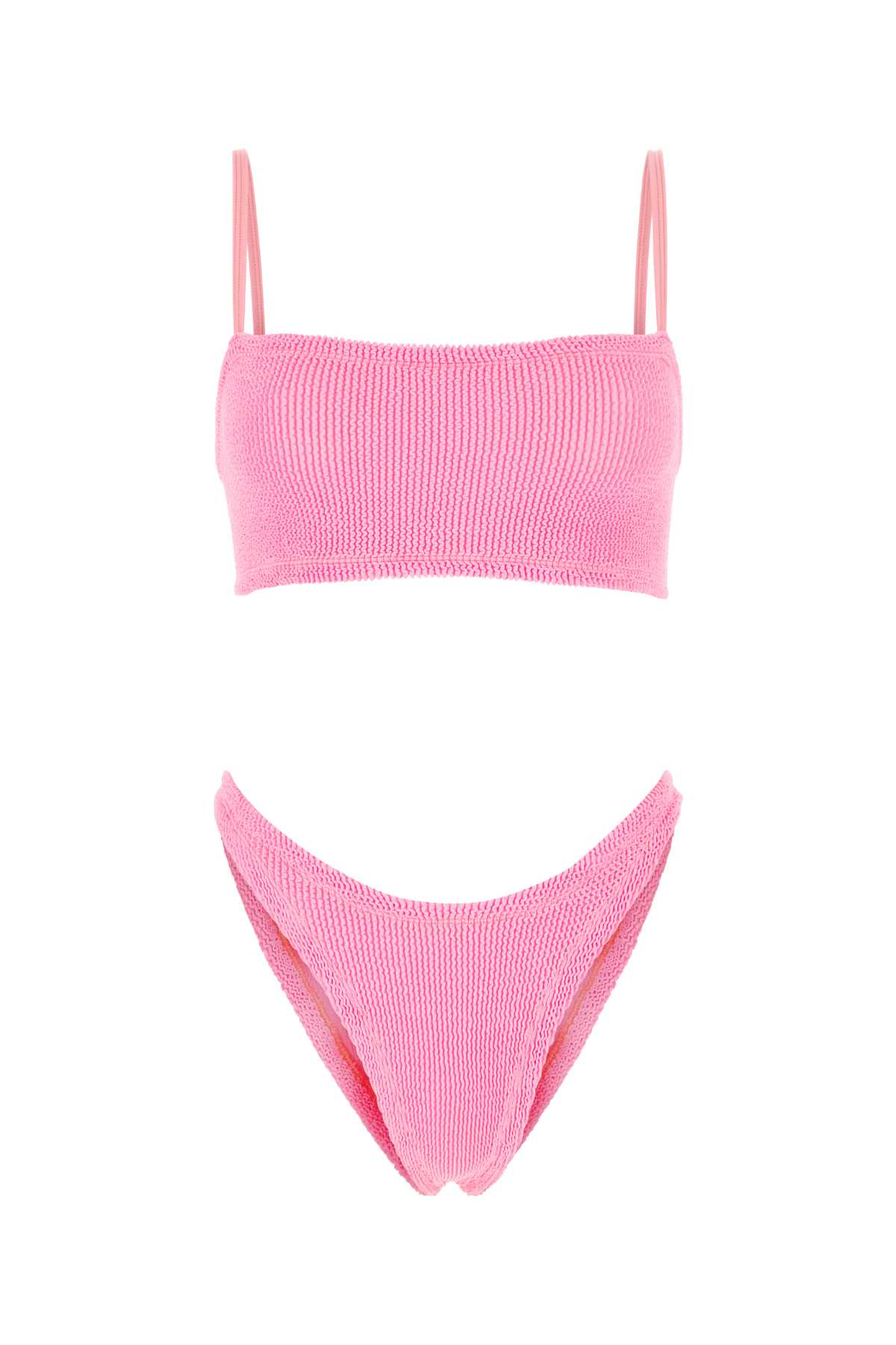 Shop Hunza G Fluo Pink Stretch Nylon Gigi Bikini In Bubblegum