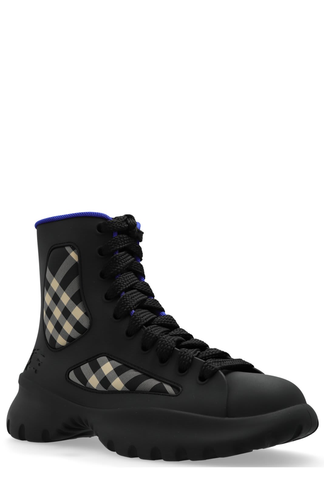 Shop Burberry Boulder Checked Ankle Boots In Black