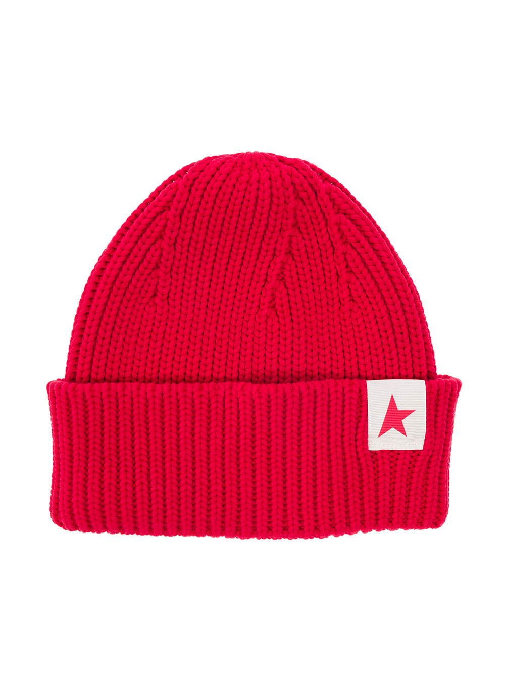 Red Cotton Ribbed Hat With Logo Golden Goose Man