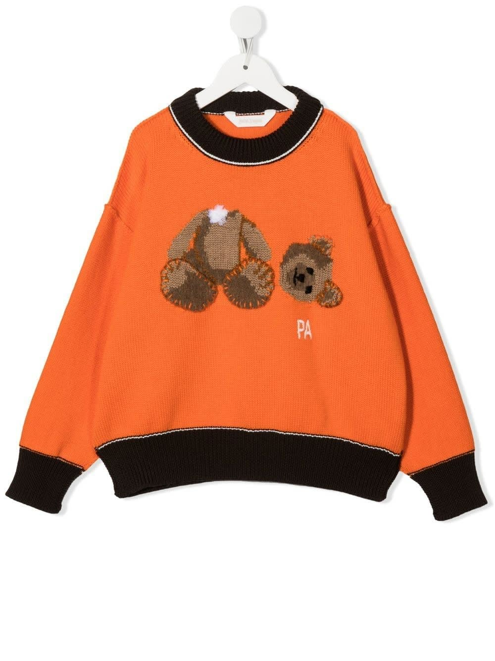Palm Angels Kids Orange Bear Sweater
