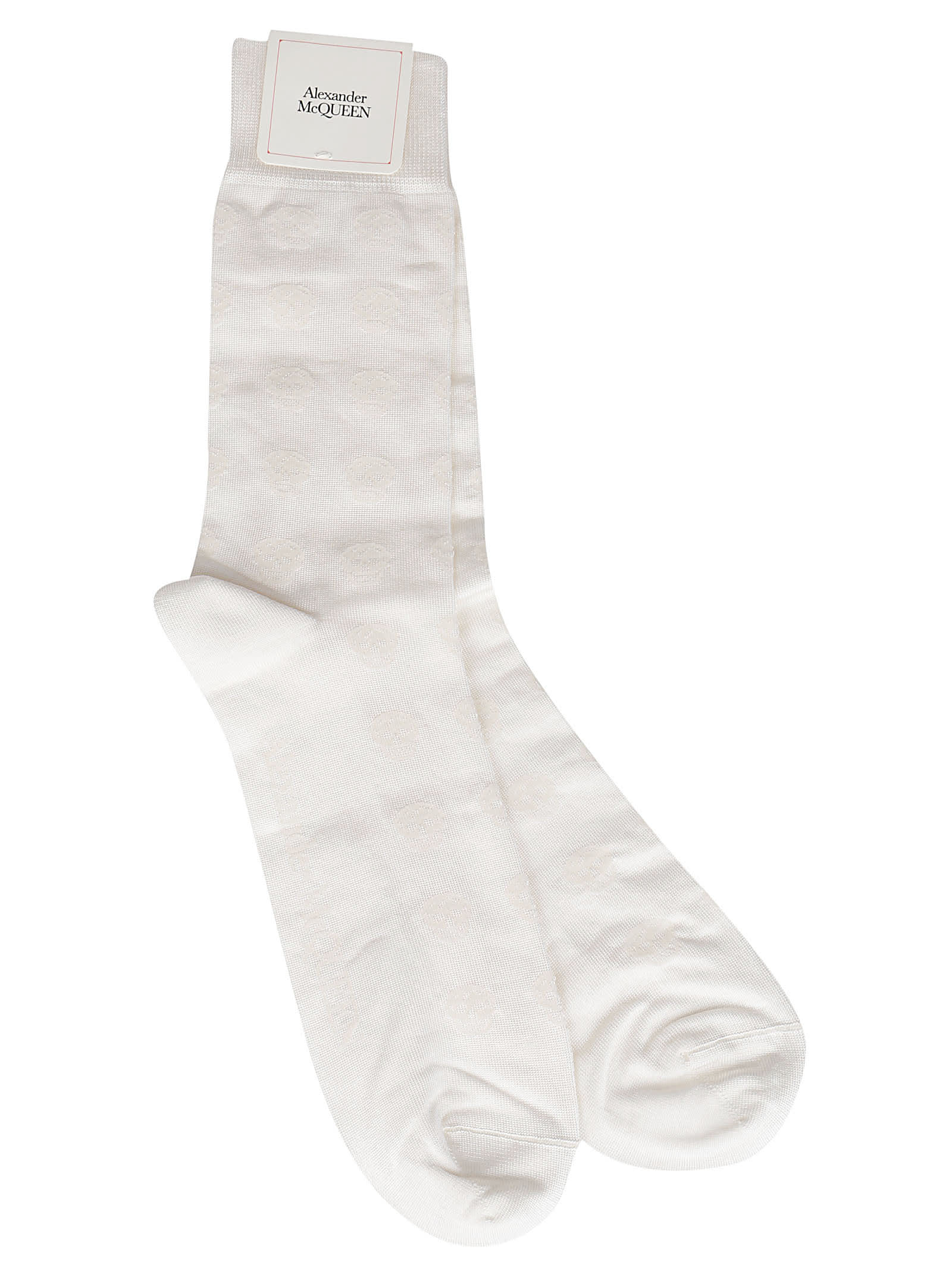 Alexander Mcqueen White Silk Blend Socks