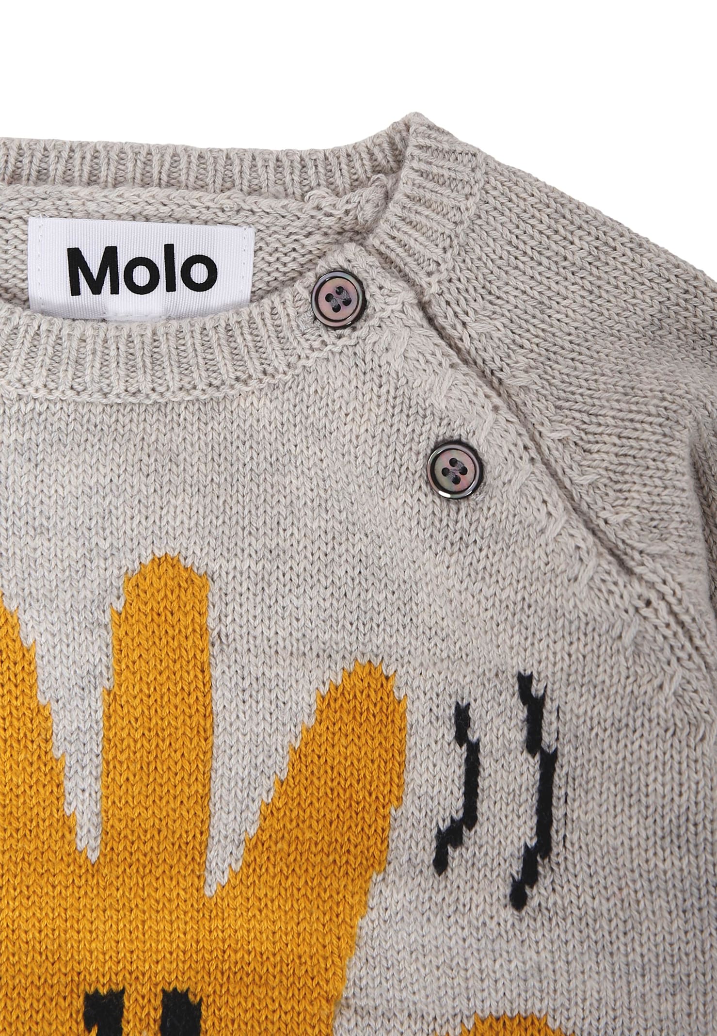 Molo Beige Sweater For Babykids With Hand In Gray
