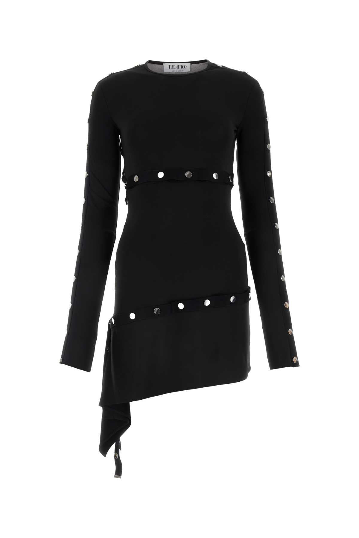 Shop Attico Black Jersey Mini Dress In Nero