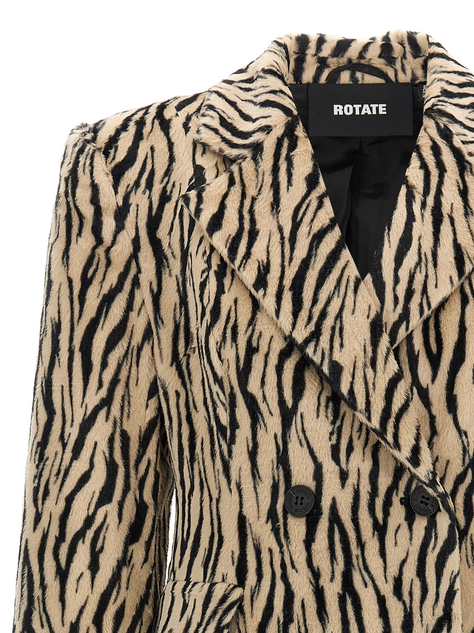 Rotate Birger Christensen Rotate Printed Faux Fur Coat In Brown