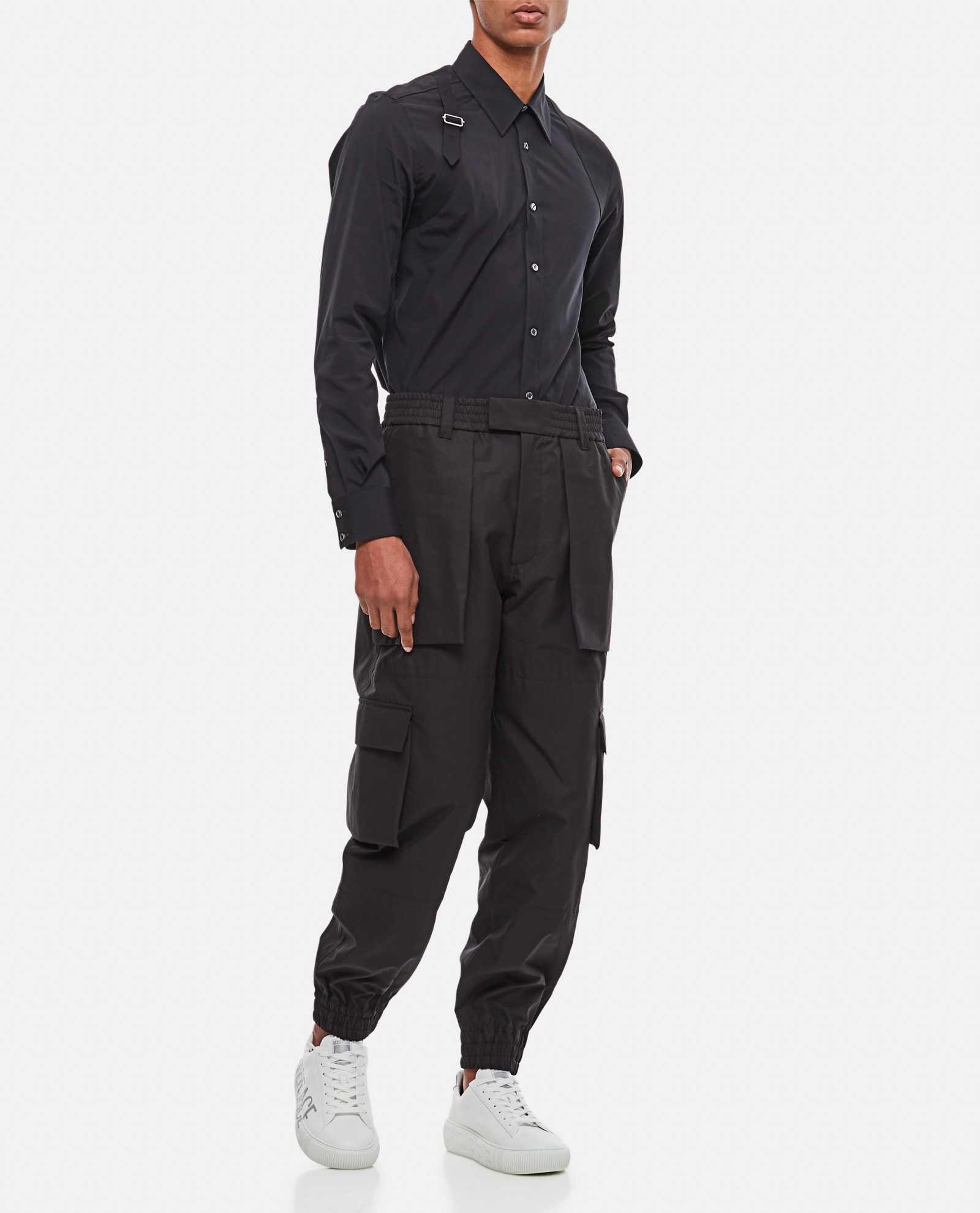 Alexander Mcqueen Cotton Cargo Trousers In Black