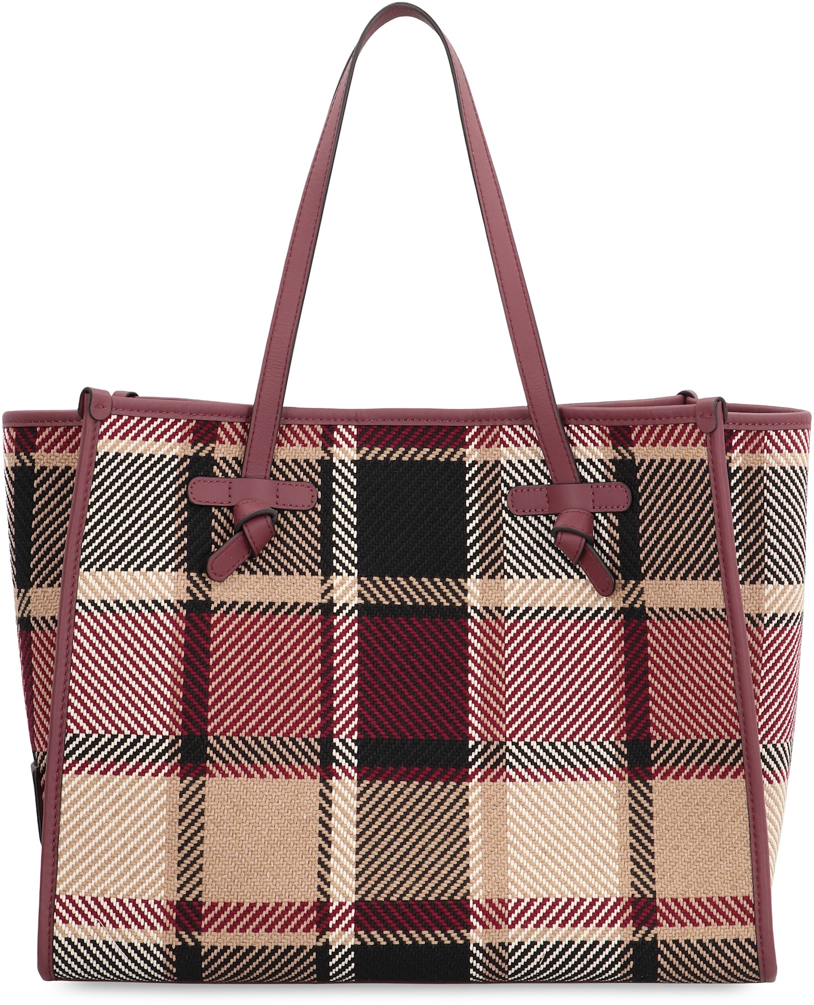 Gianni Chiarini Marcella Plaid Leather-trimmed Tote Bag In Multi