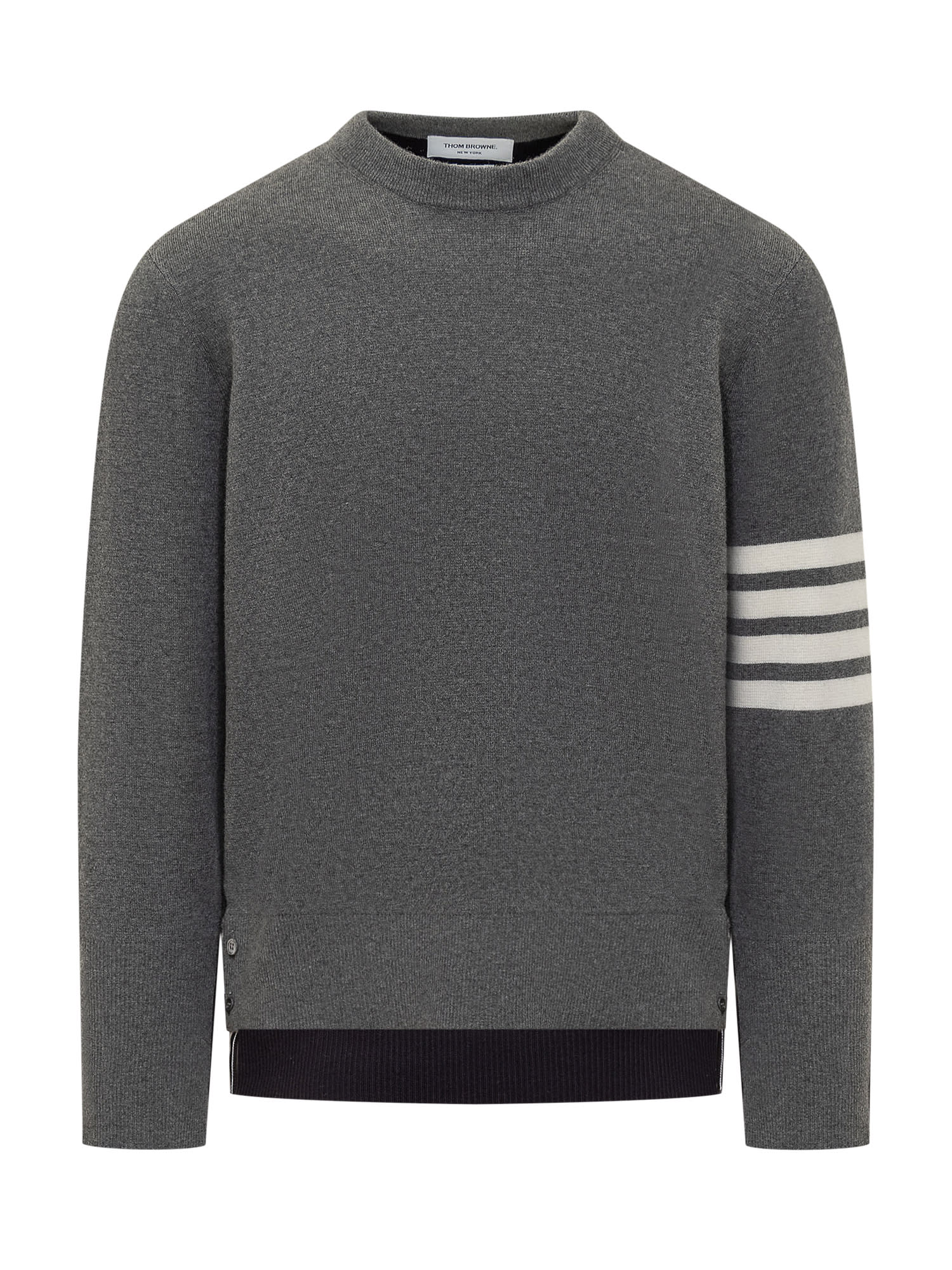 Shop Thom Browne 4-bar Wool Sweater In Med Grey