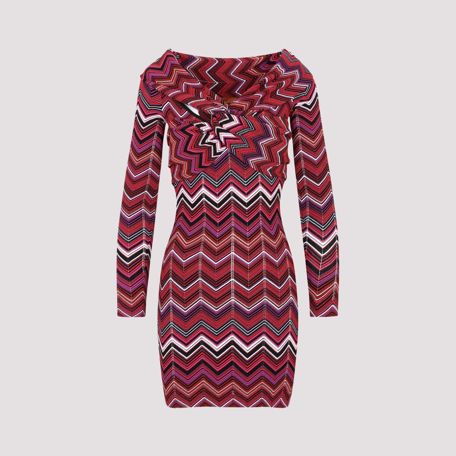 Shop Missoni Short Dress In F Blk Red Wht