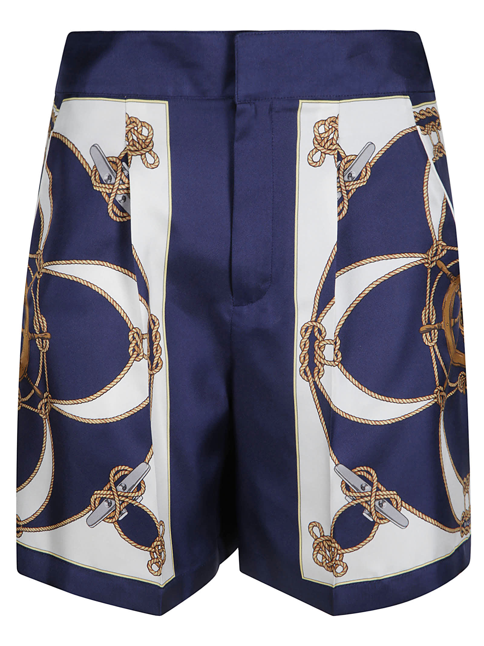 Shop Bally Mid-rise Helm Printed Shorts In Blue