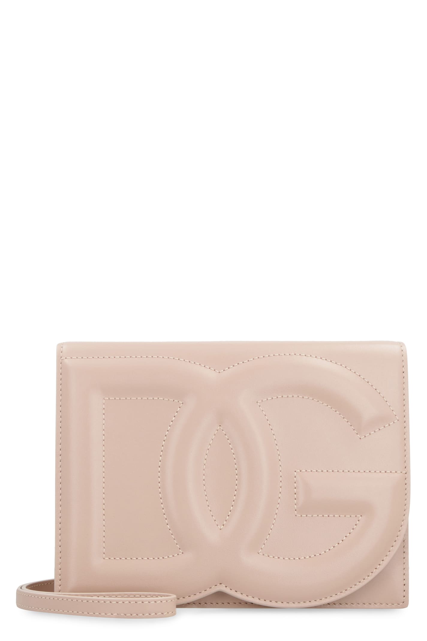 Shop Dolce & Gabbana Dg Logo Leather Crossbody Bag In Cipria