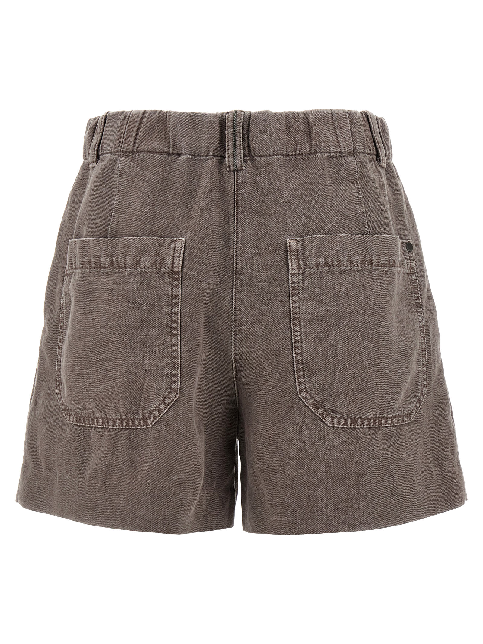Shop Brunello Cucinelli Linen Cotton Shorts In Brown