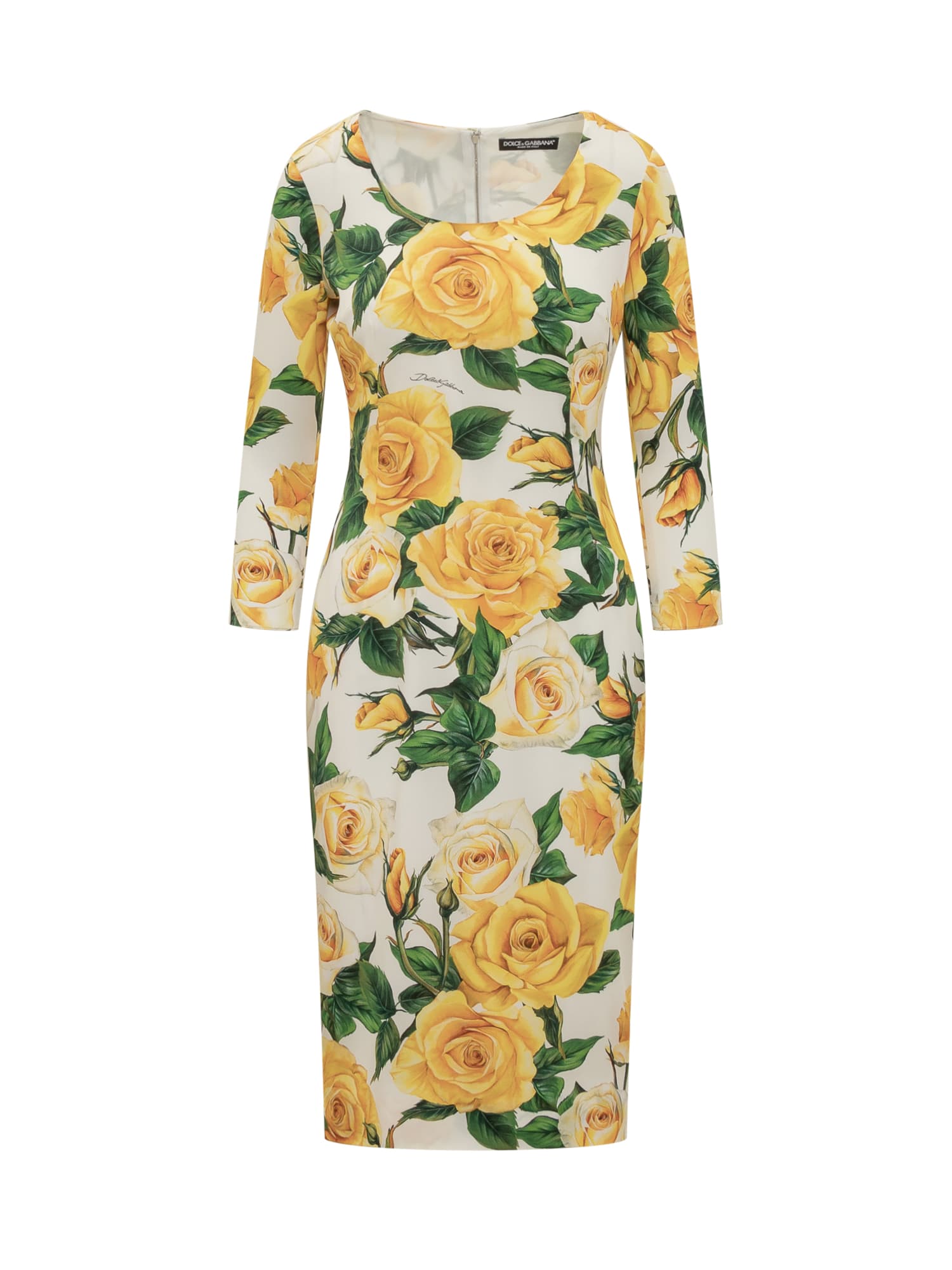Shop Dolce & Gabbana Roses Yellow Dress In Rose Gialle Fdo Bco