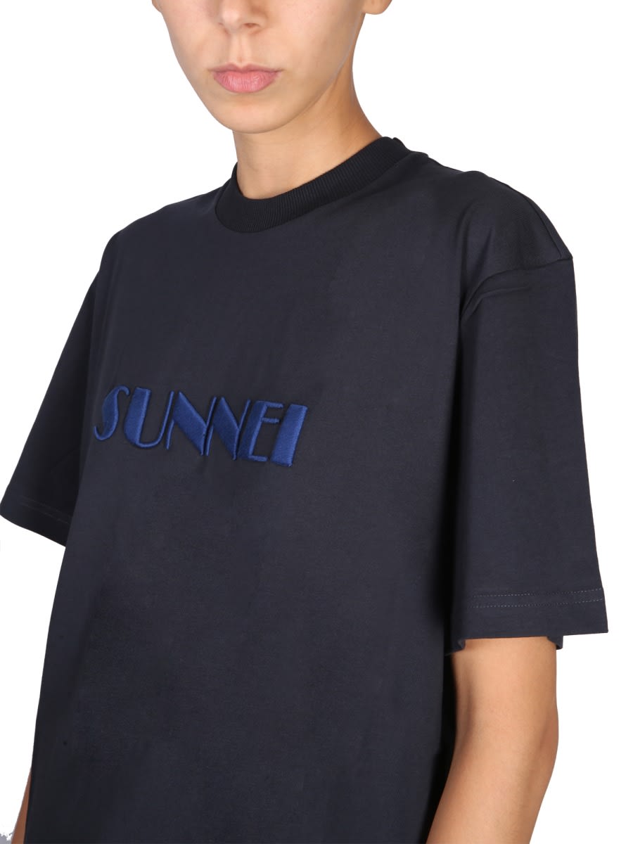 Shop Sunnei Crewneck T-shirt In Blue