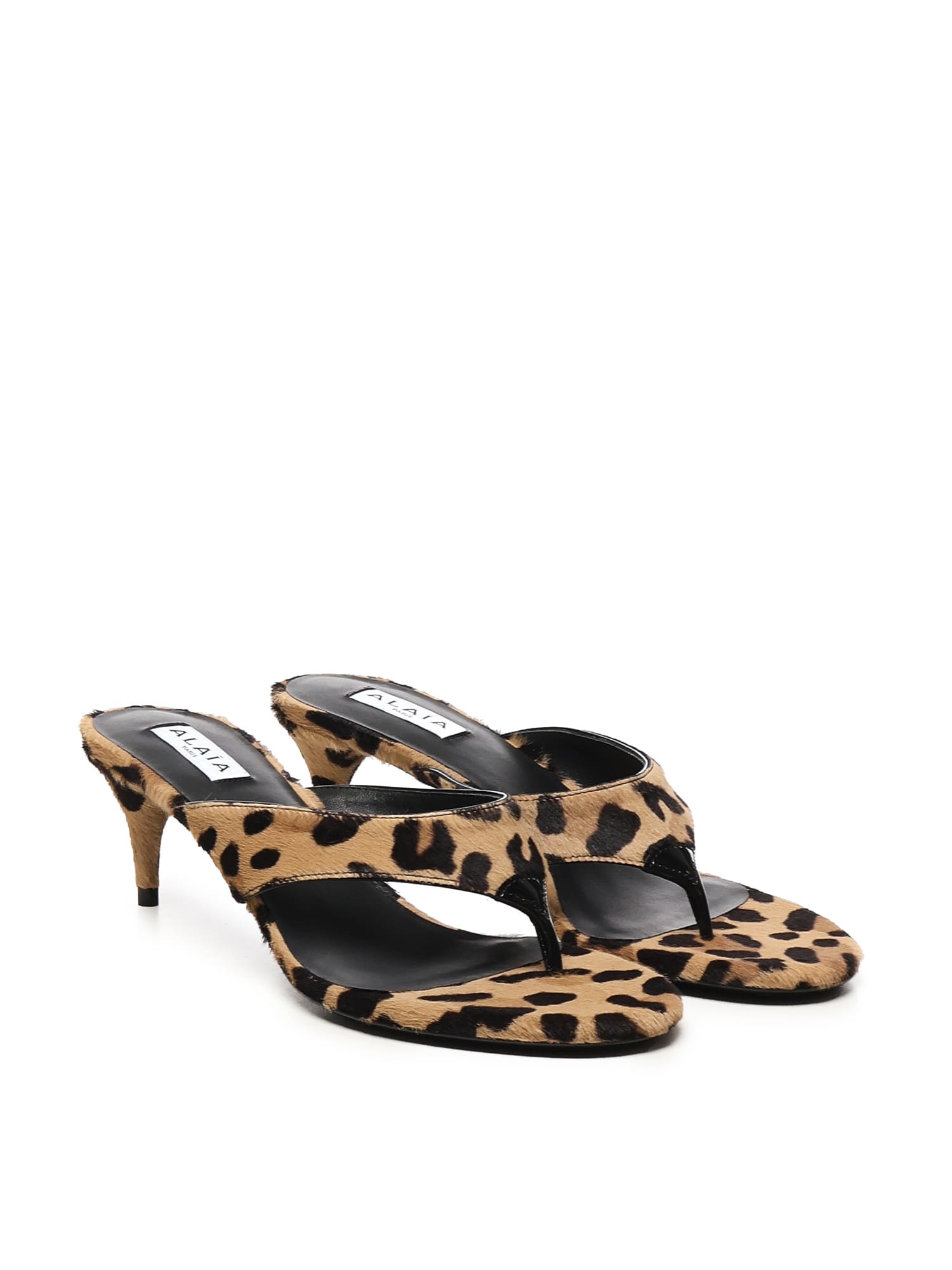 Alaïa Animal Flip Flops Mules In Brown