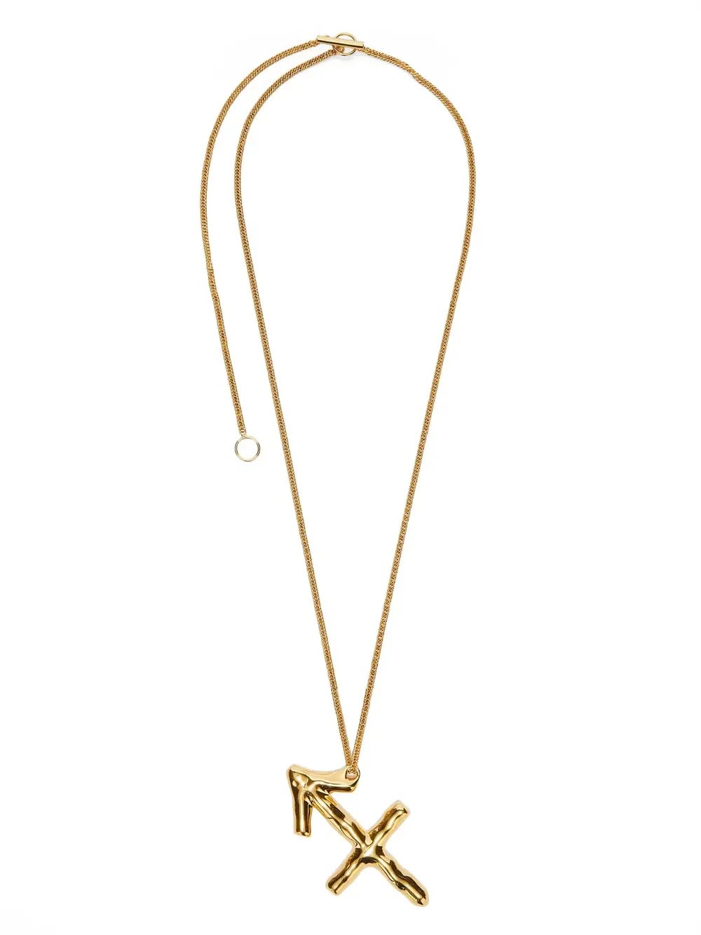 Shop Jil Sander Sagittarius Zodiac Necklace In Golden